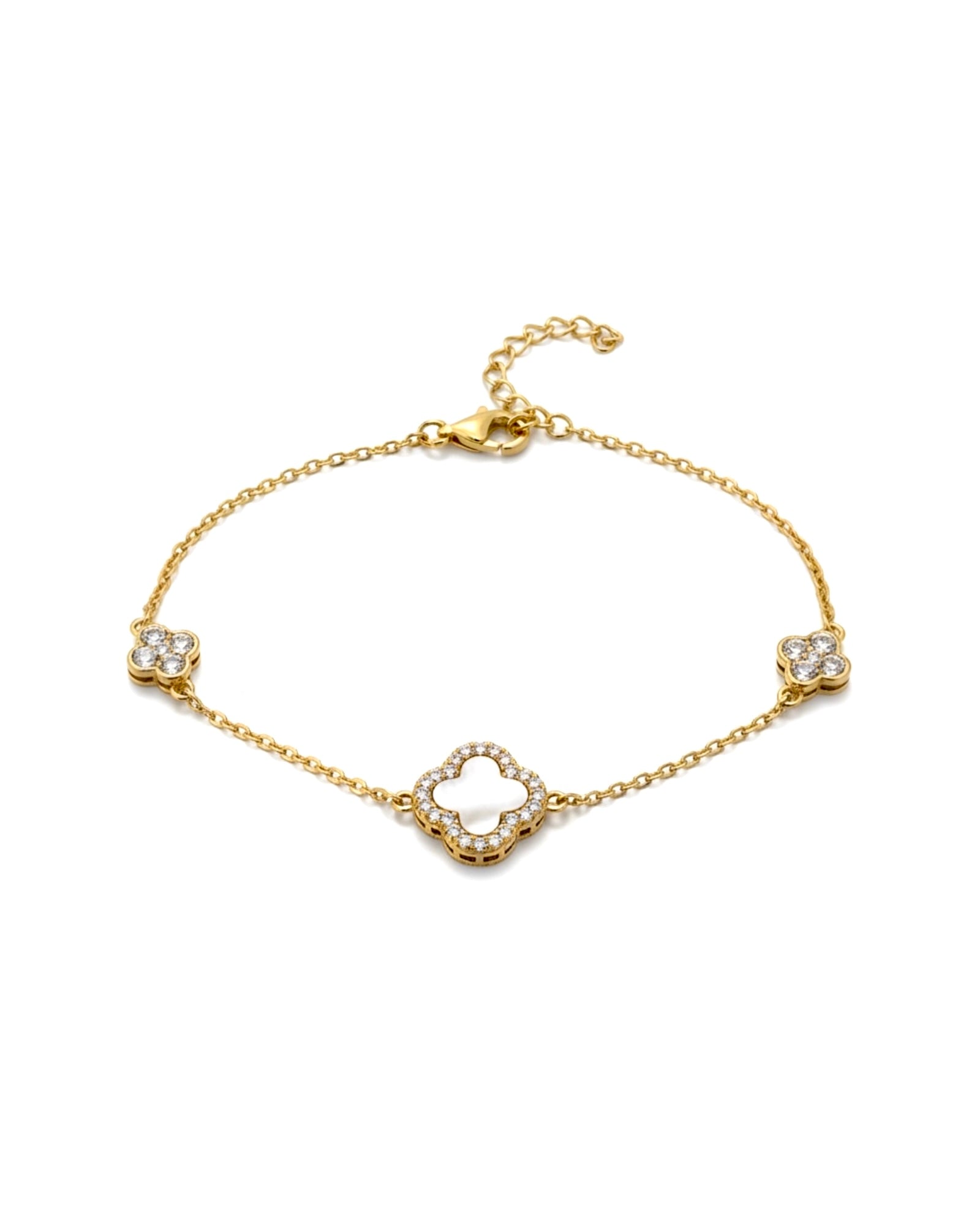 Pulseira Trevos em Prata Dourada