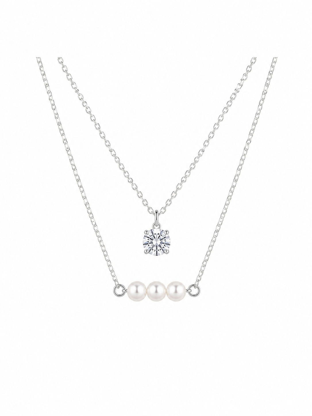 Double Necklace in Rose Silver