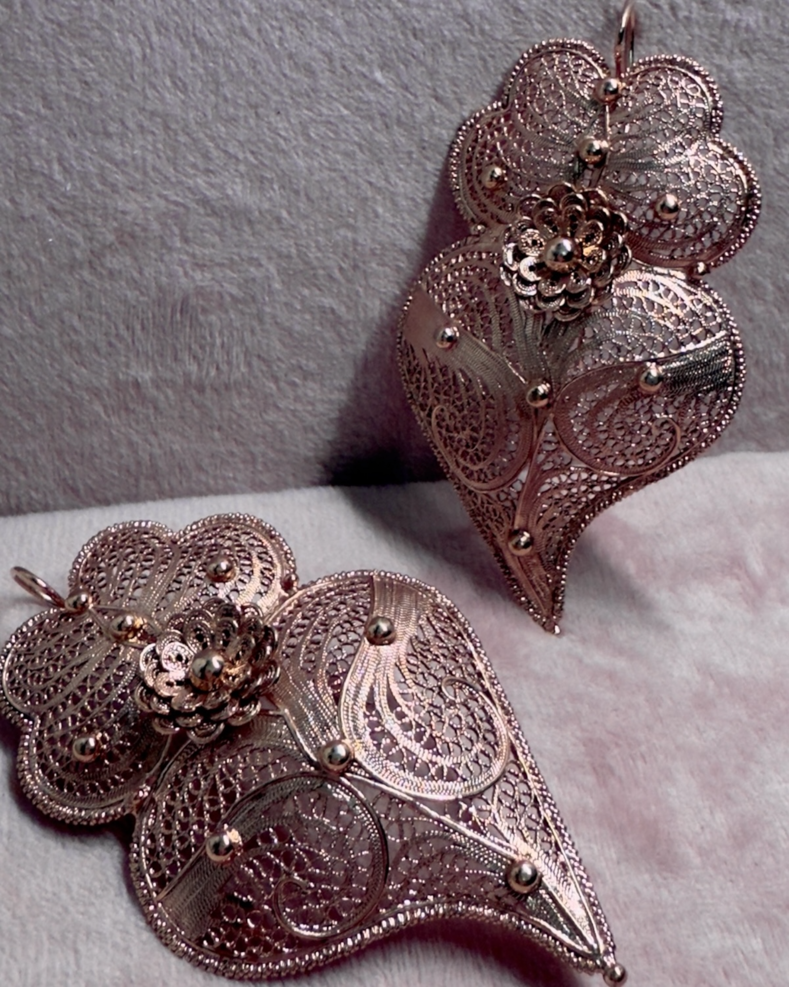 Brincos Coração de Viana Rosa Gold