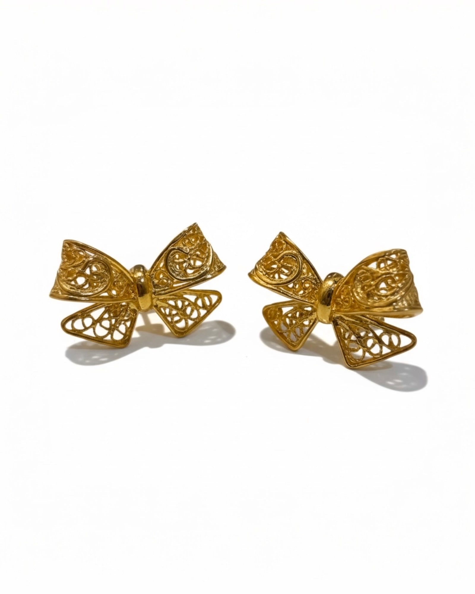 Filigree Bow Earrings in Gold-Plated Silver