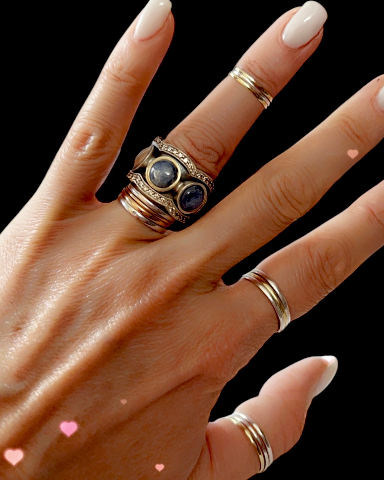 Blue Anti-Stress Ring/Wedding Ring in Silver and Gold
