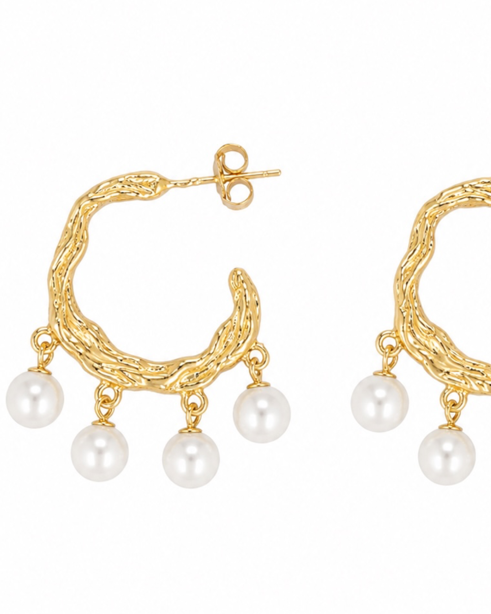 Pearl Hoop Earrings in Gold-Plated Silver