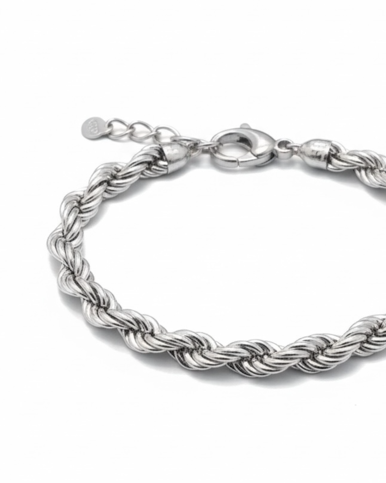 Pulseira Malha Corda Simples em Prata Branca