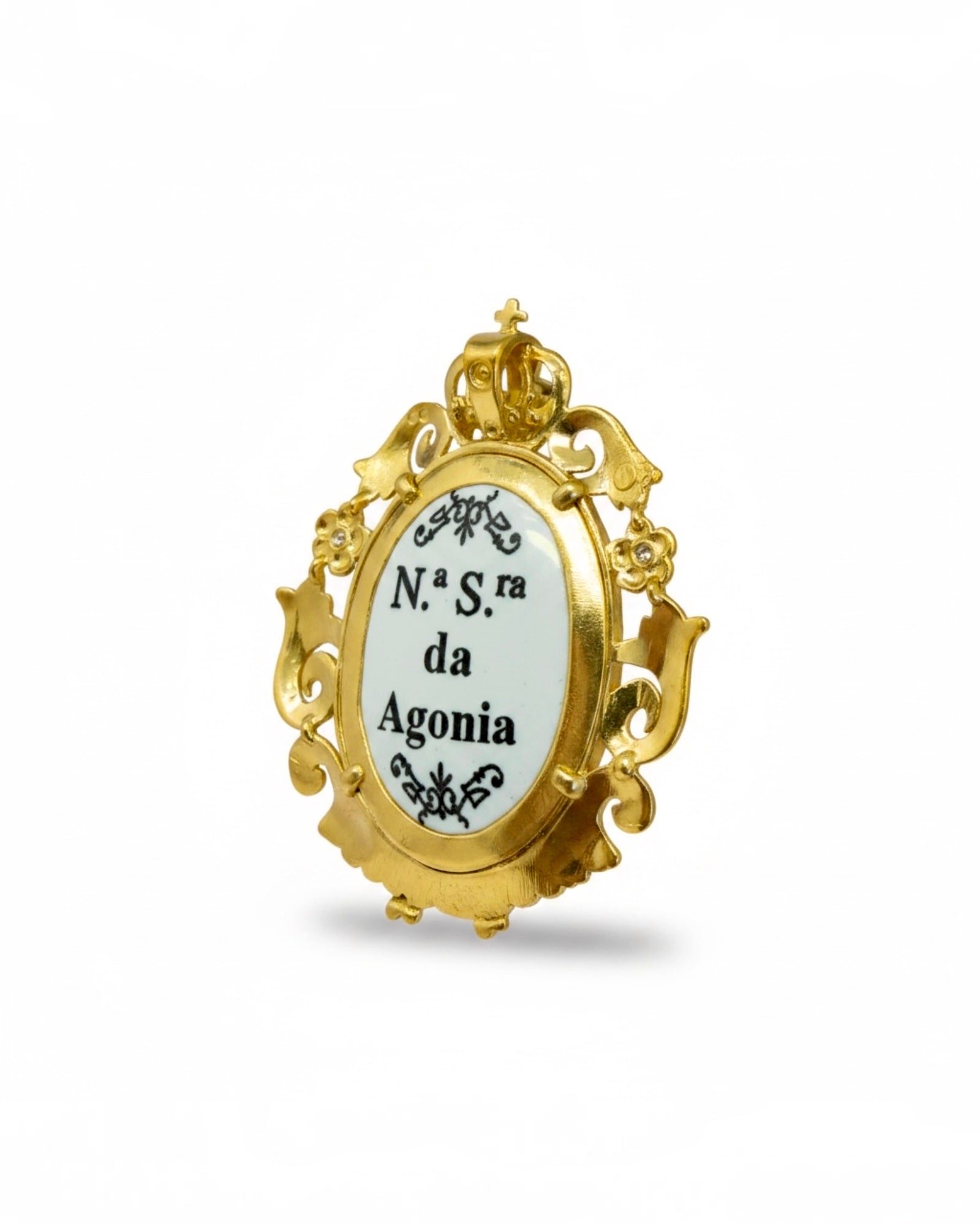 Medalha Nossa Senhora da Agonia em Esmalte e em Prata Dourada