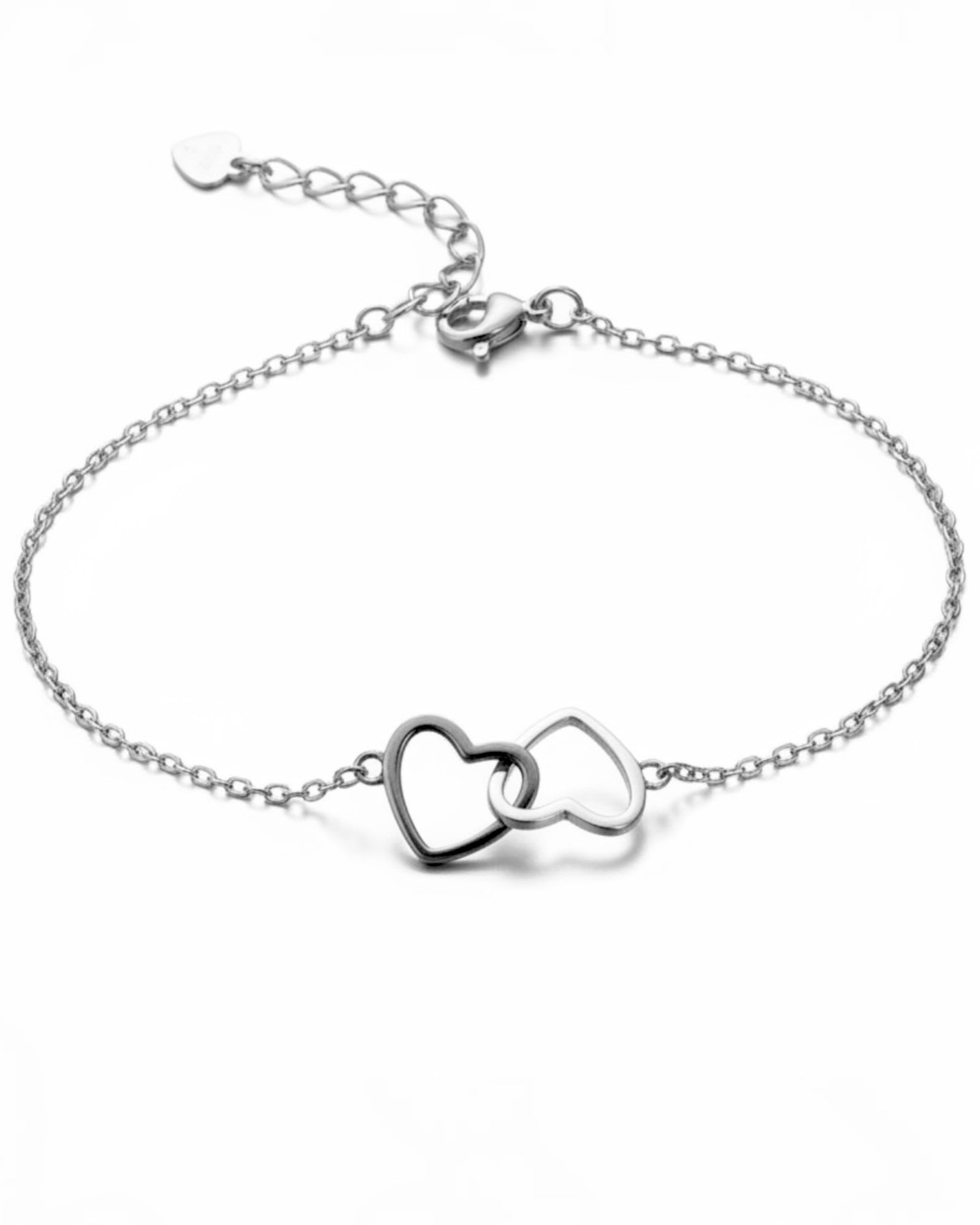 Pulseira Corações Entrelaçados em Prata