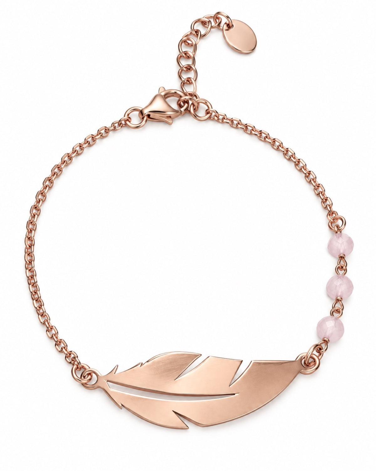 Pulseira Folha em Prata Rosa