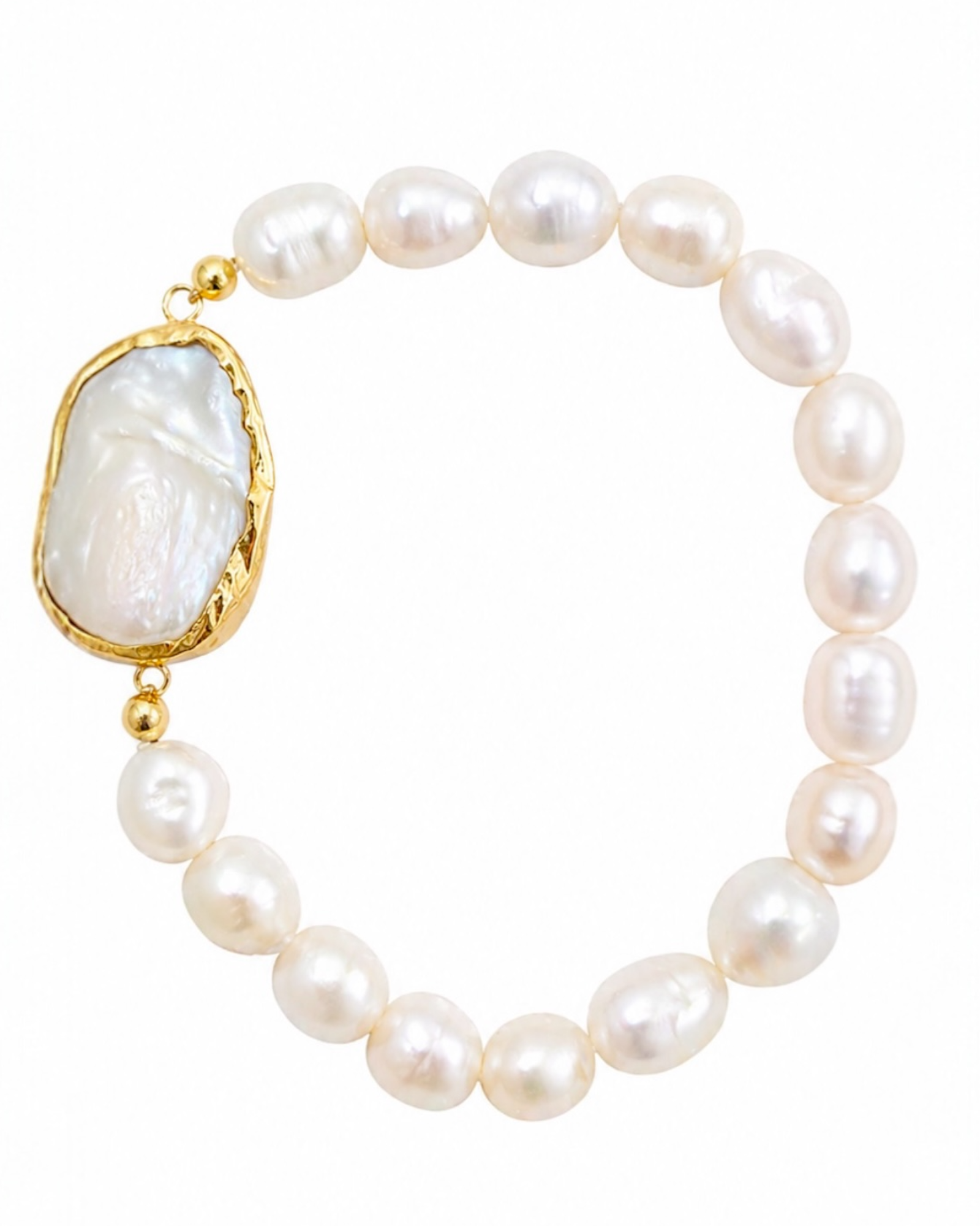 Pulseira Pérolas em Prata Dourada