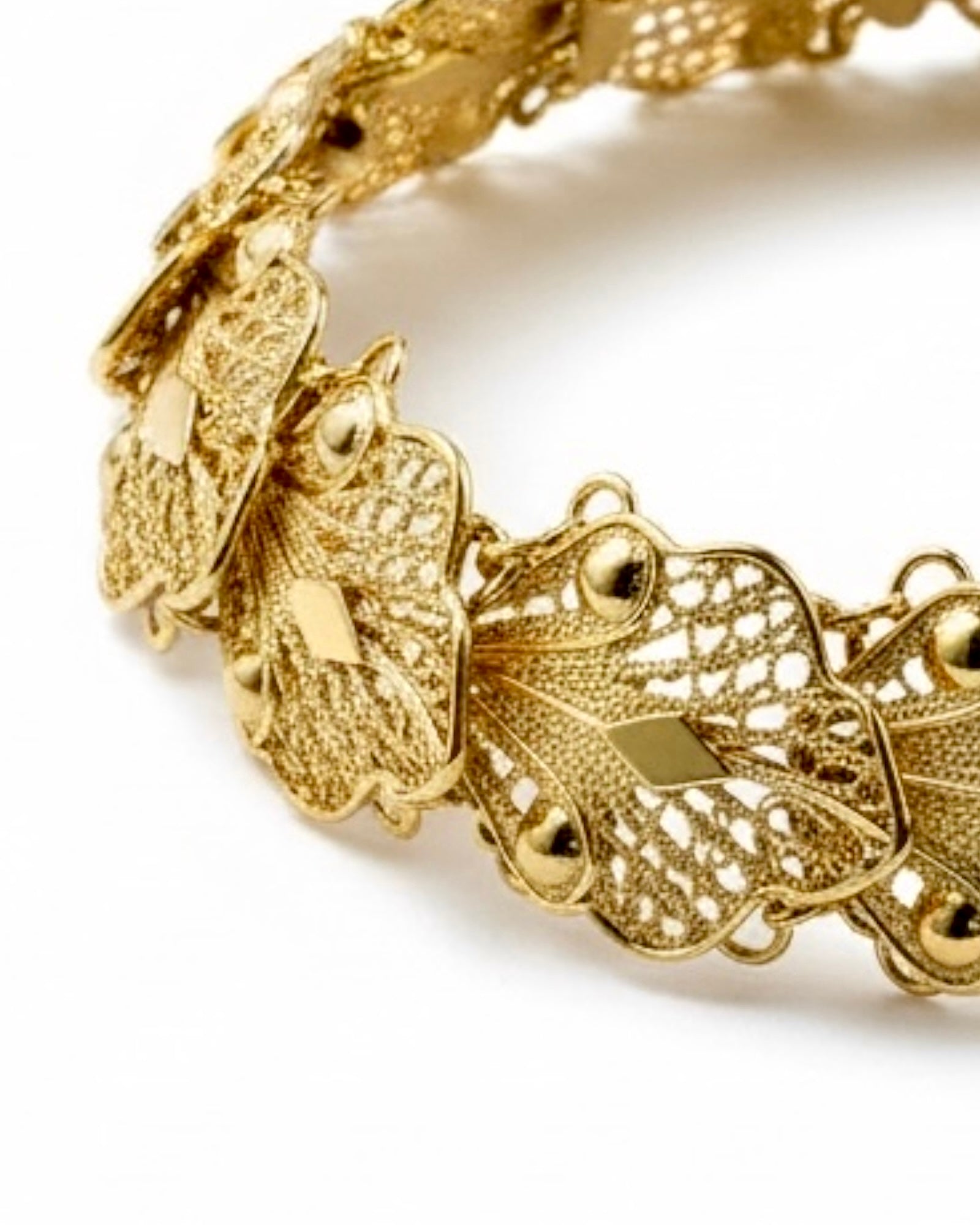 Pulseira em Filigrana de Viana em Prata Dourada