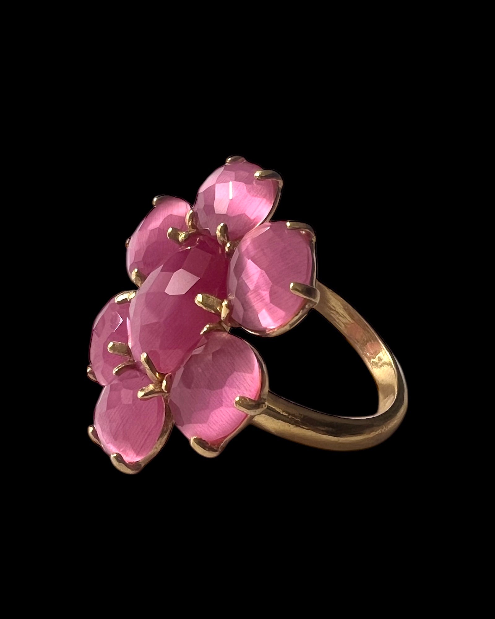 Anel Flor Cor-de-Rosa em Prata Rosa
