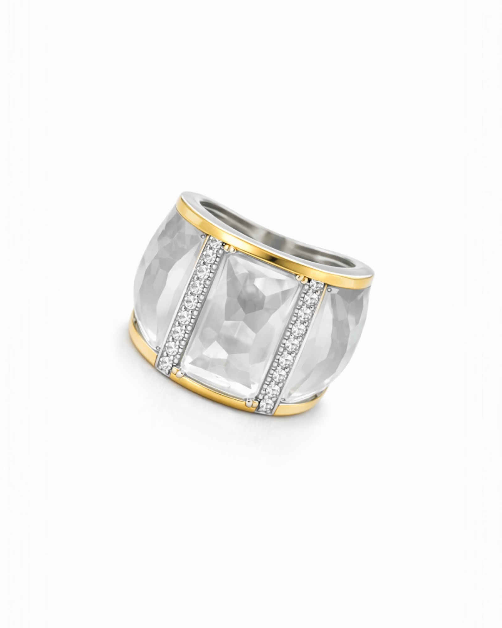 Ring with Mother-of-Pearl in Silver and Gold