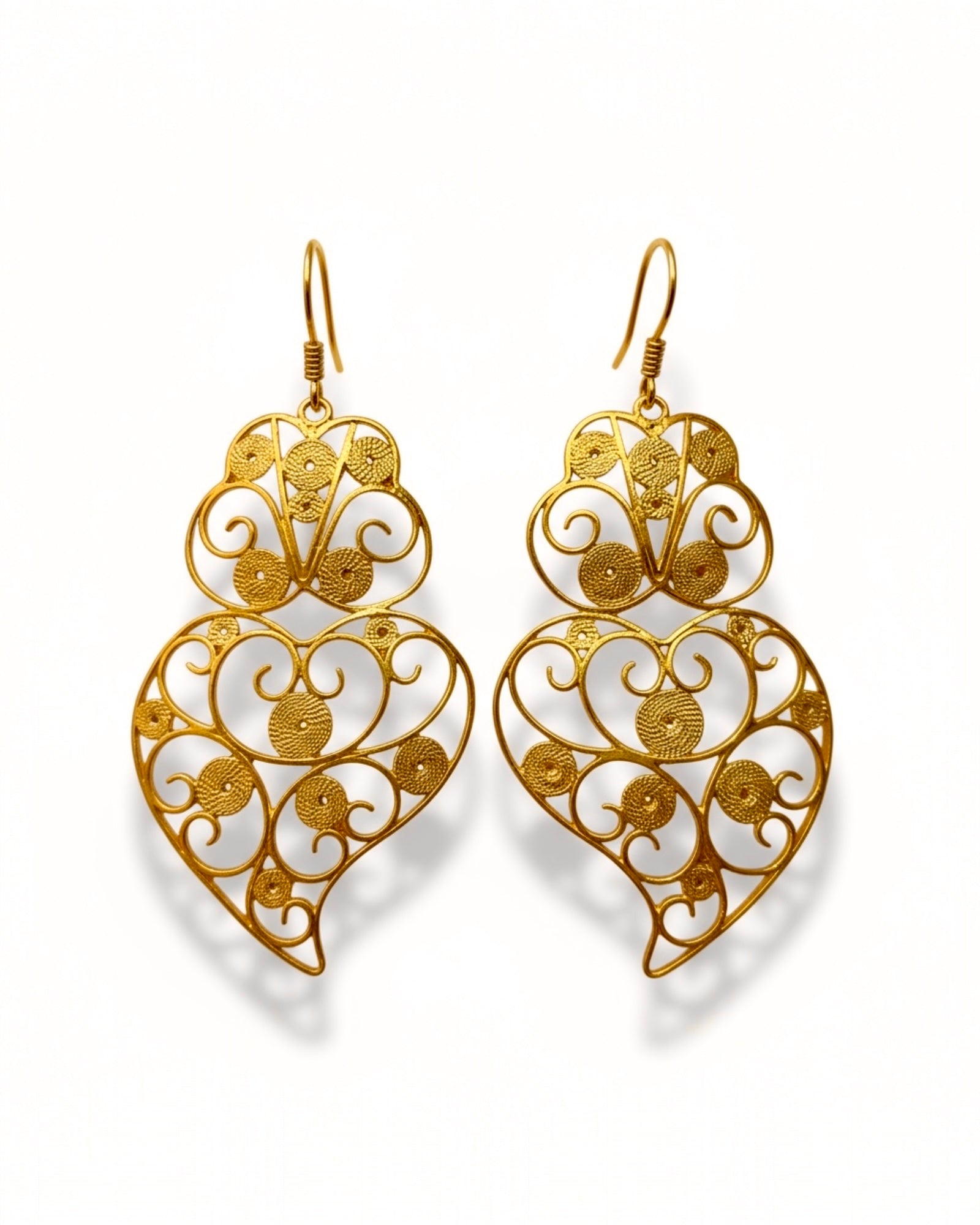 Contemporary Viana Heart Earrings in Gold-Plated Silver