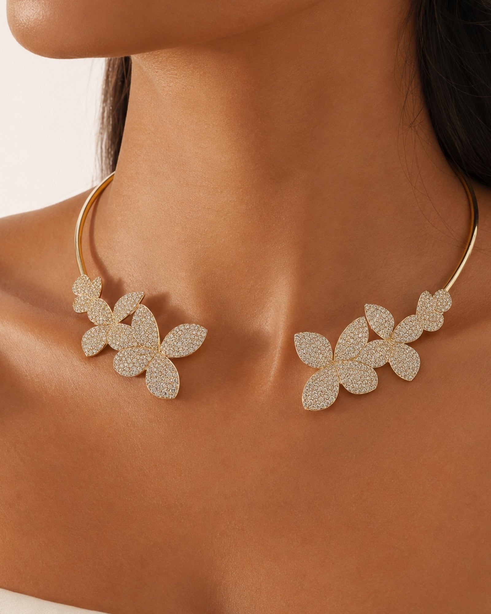 Gold-plated silver petal necklace