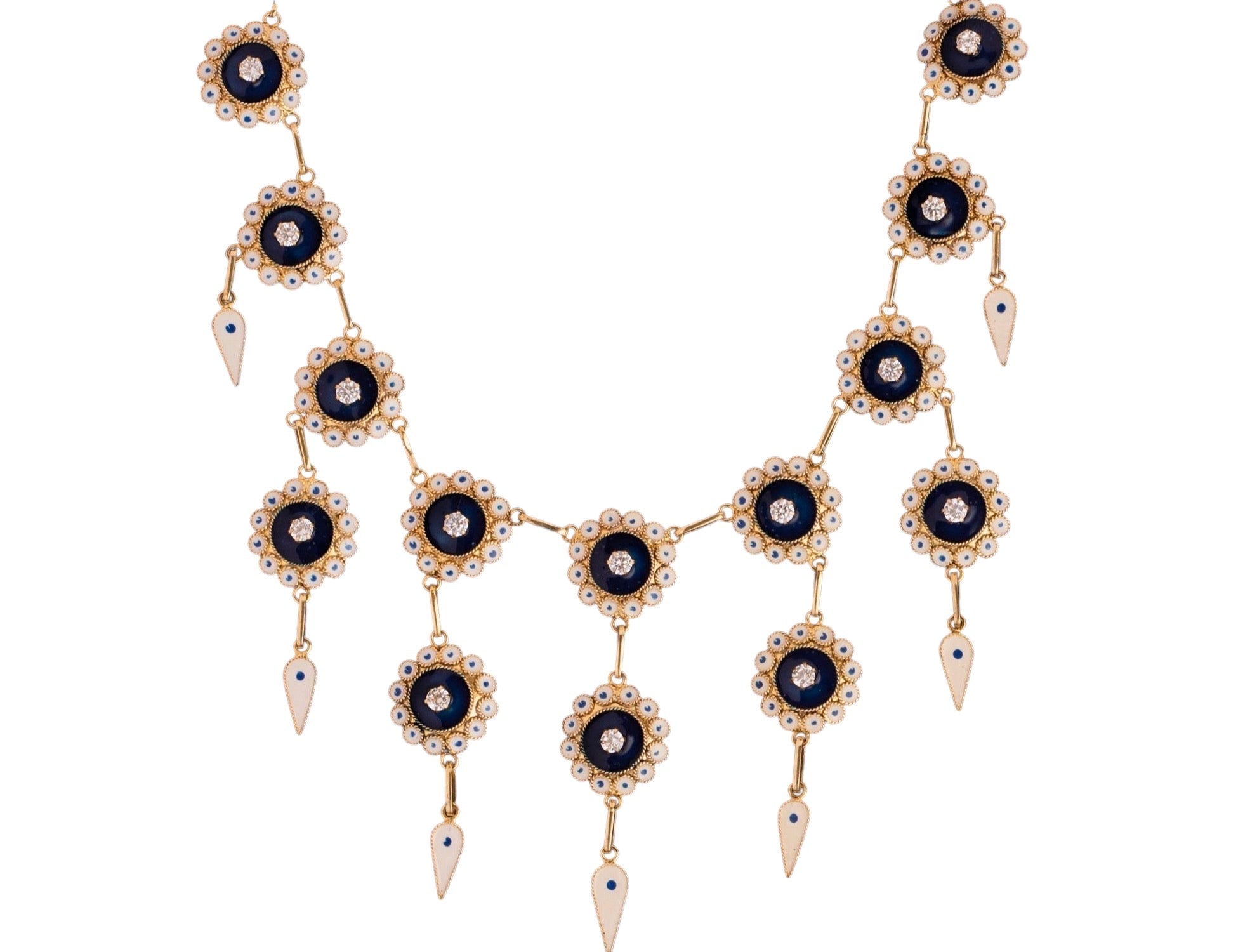 Blue Enamel Necklace in Gold Plated Silver
