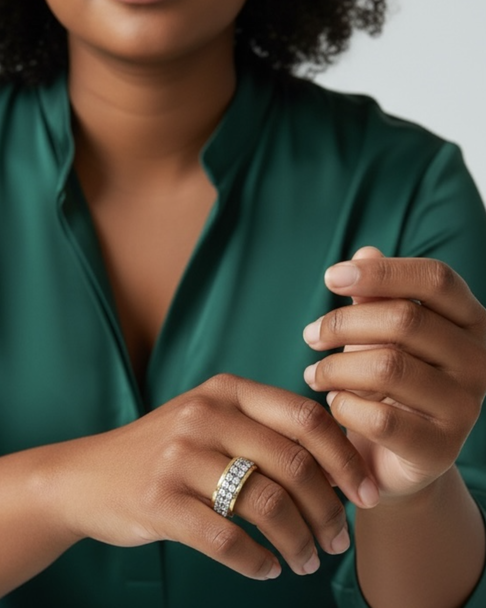 Anti-Stress Ring Two Rows in Silver and Gold