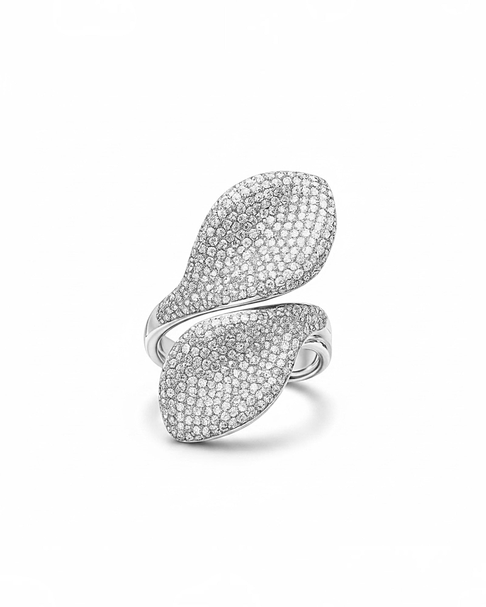 Two-Petal Ring in White Silver