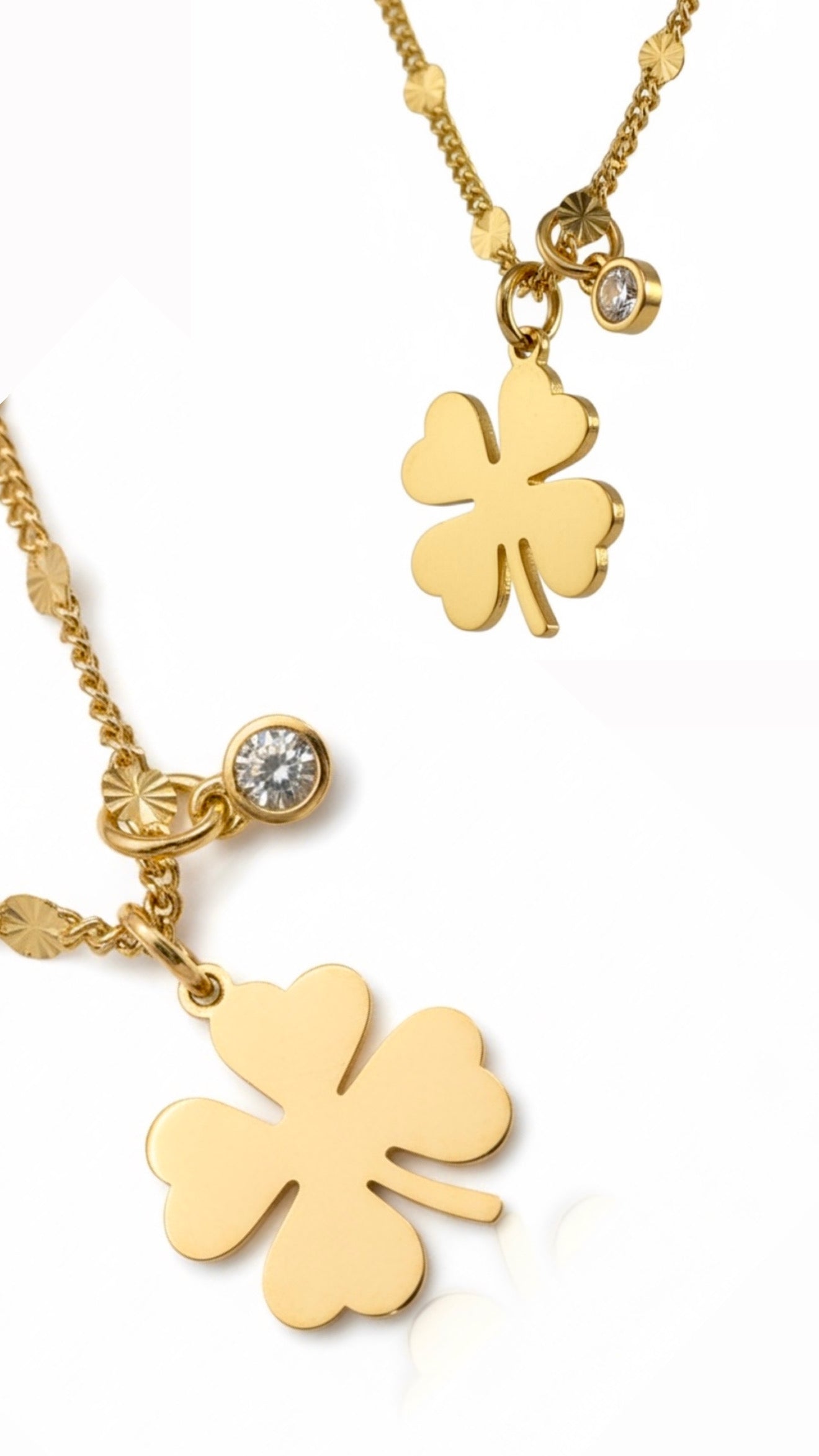 Colar Trevo em Prata Dourada