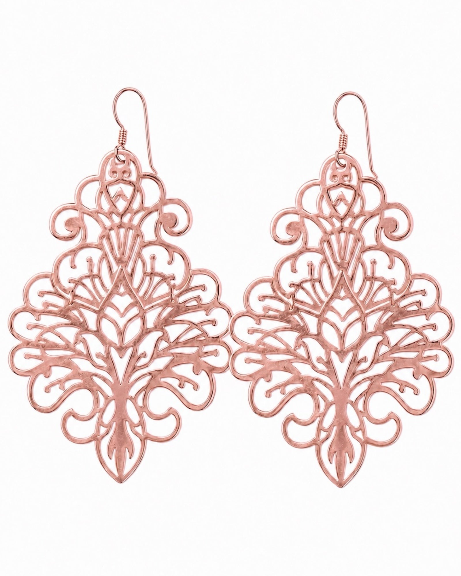 Hammered Earrings in Rose Silver
