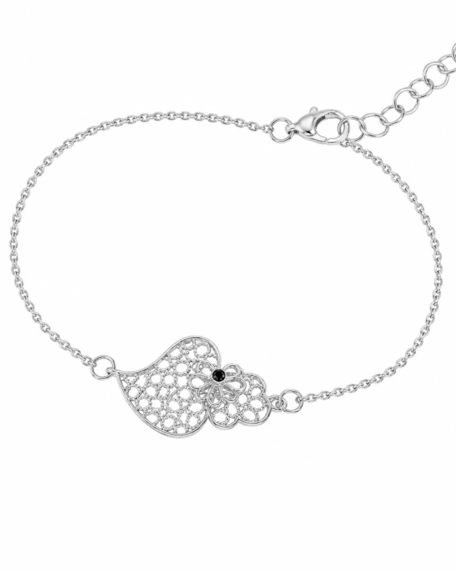 Viana Heart Bracelet with Silver Enamel