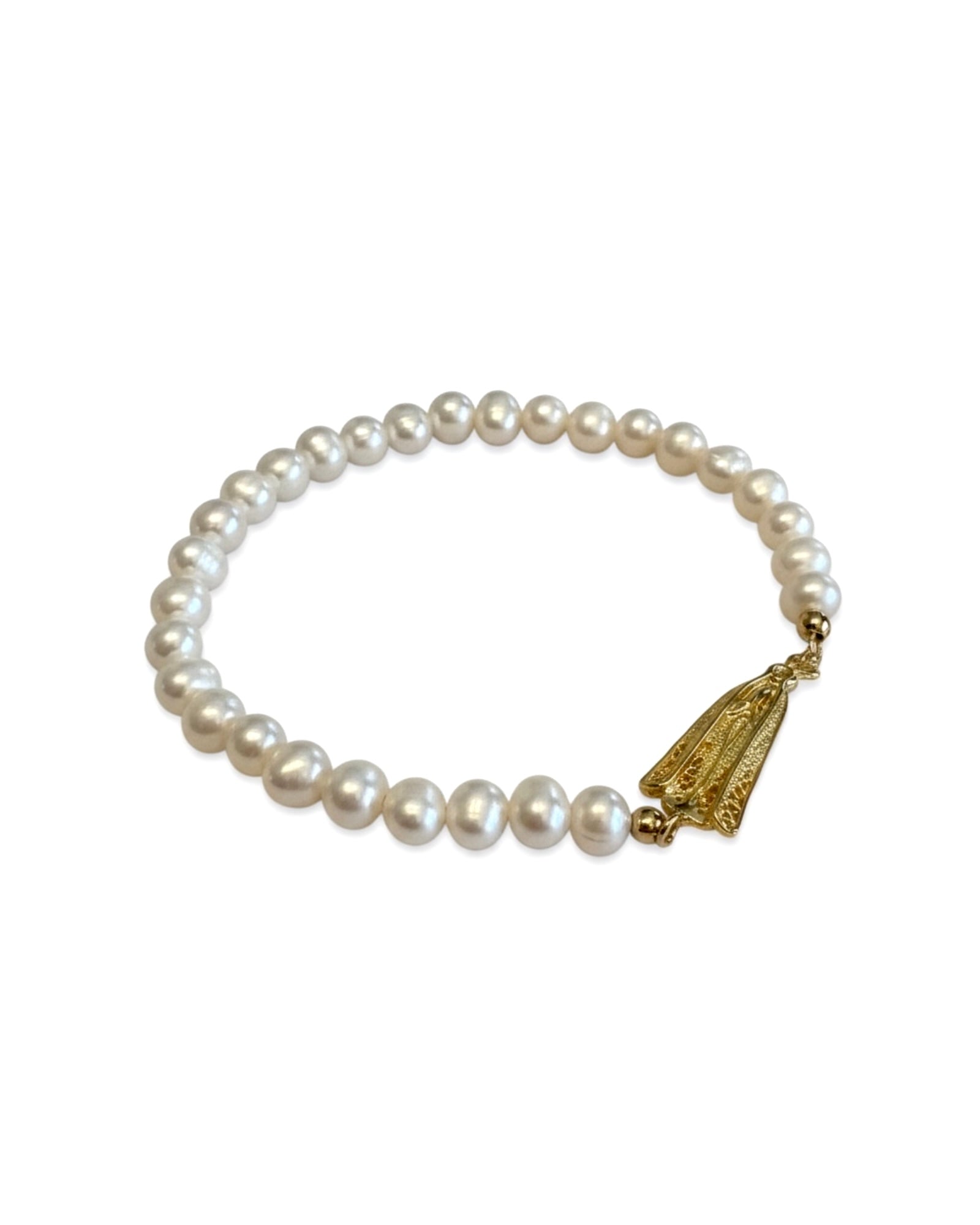 Pulseira Nossa Sra. de Fátima em Prata Dourada