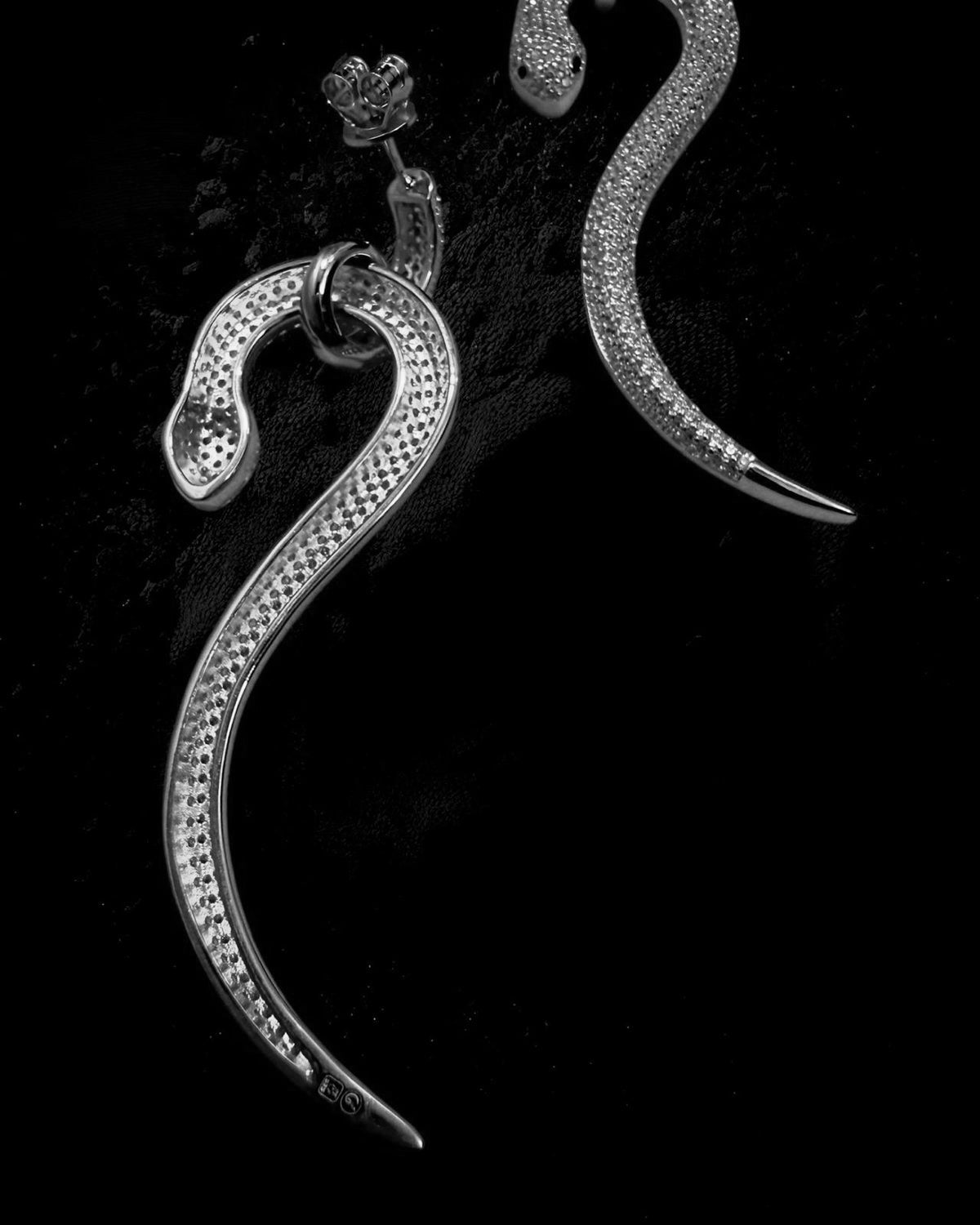 Snake Earrings in Silver