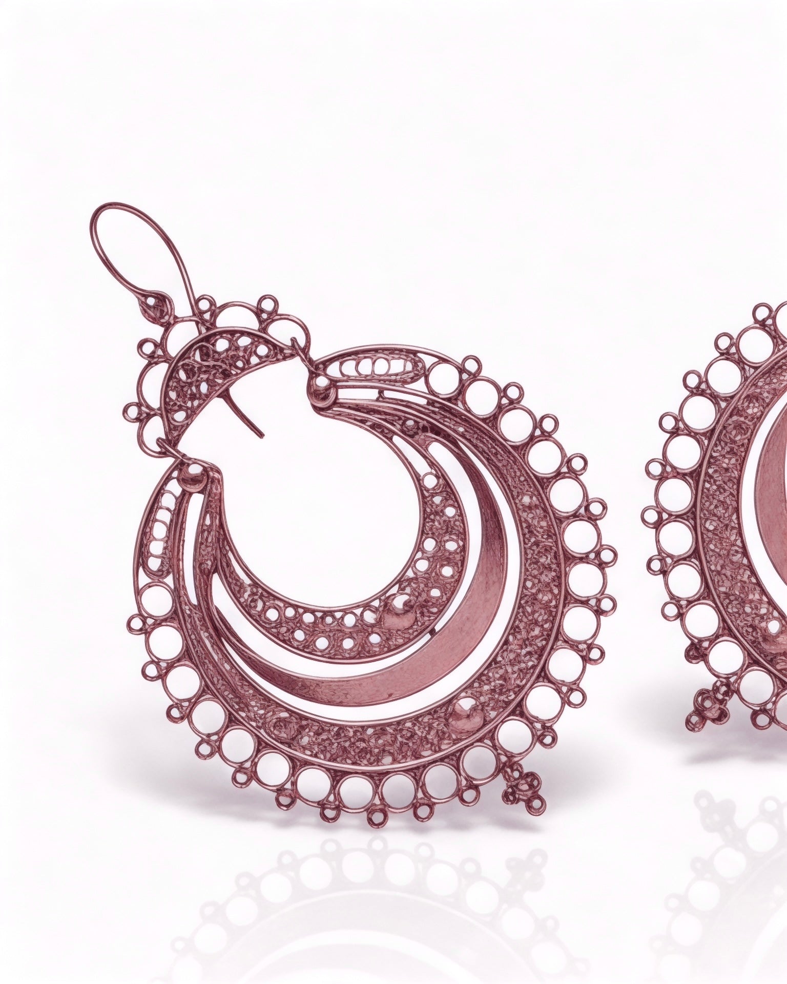 Rose Silver Filigree Earrings