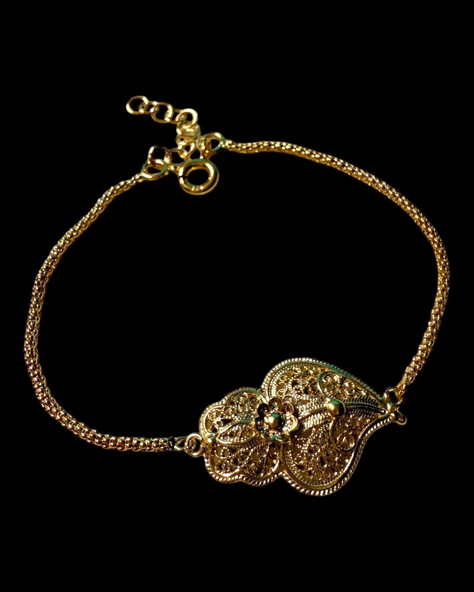 Pulseira Coração de Viana em Prata Dourada