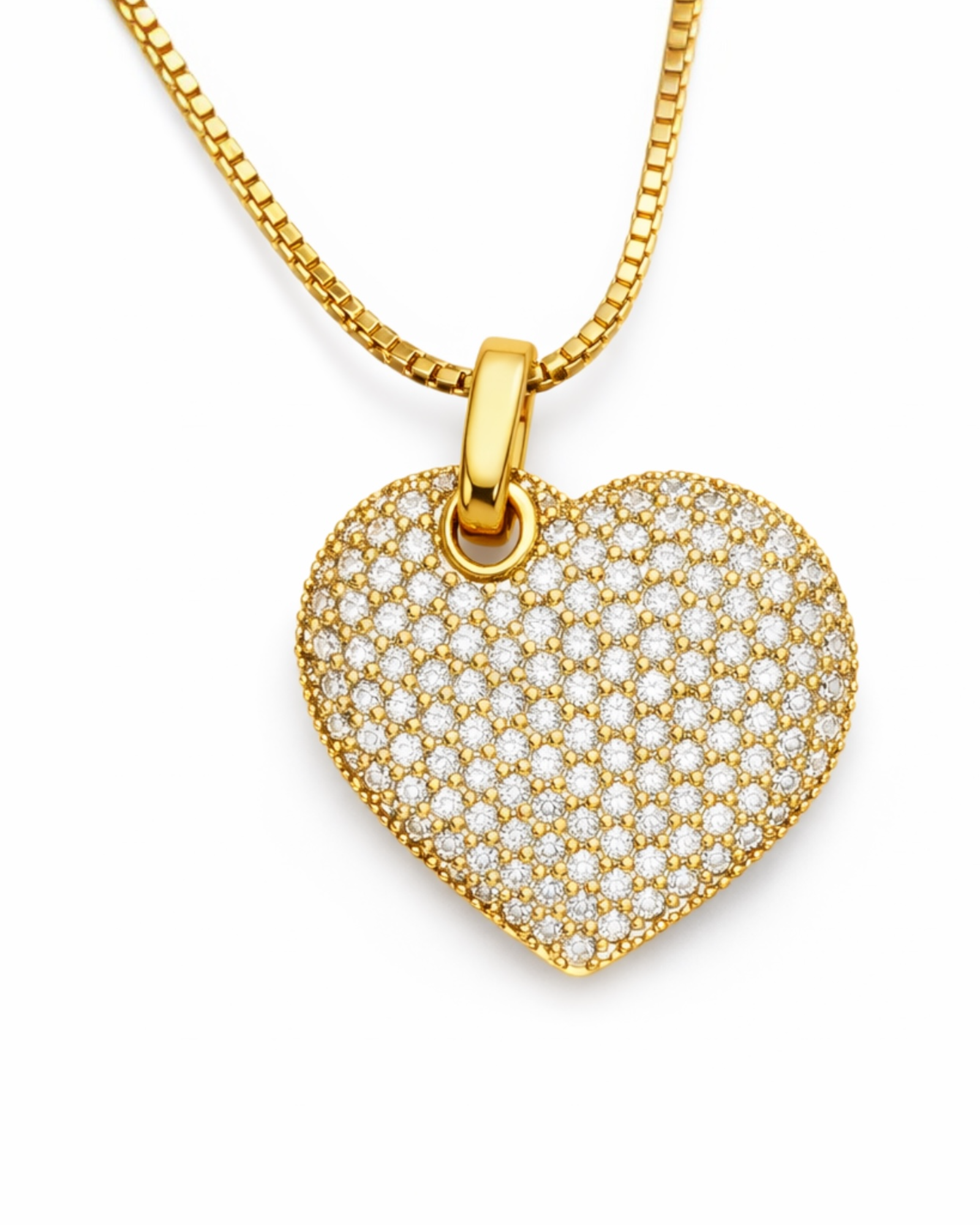 Colar Coração em Prata Dourada