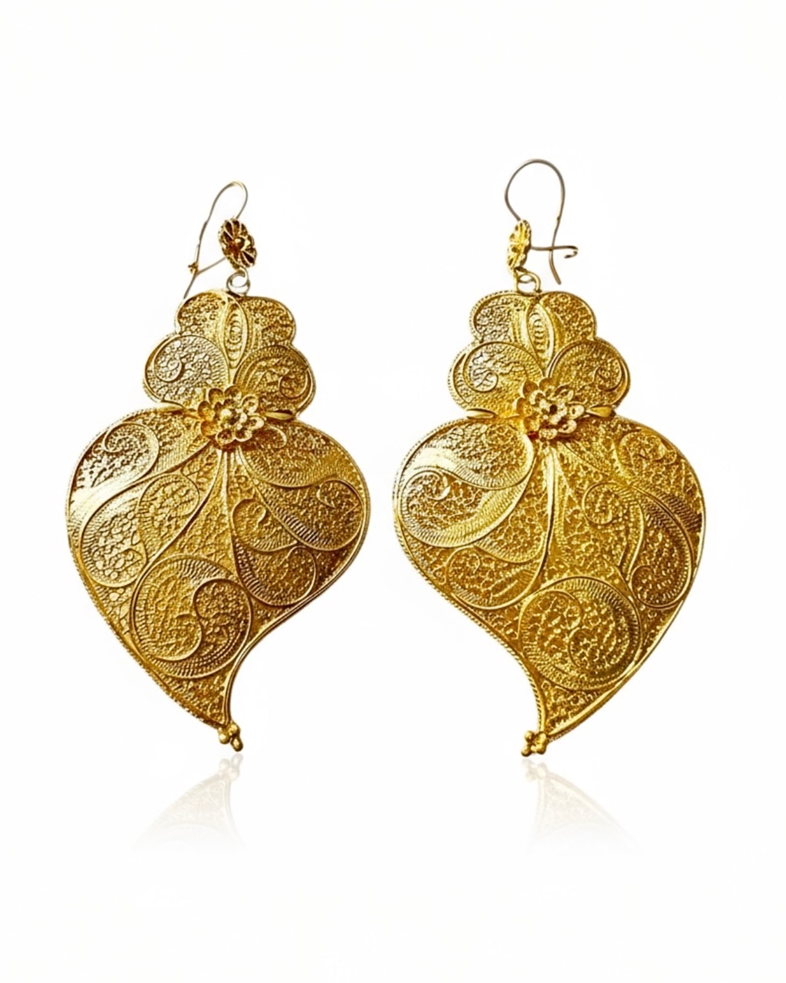 Brincos Coração de Viana em Filigrana de Prata Dourada