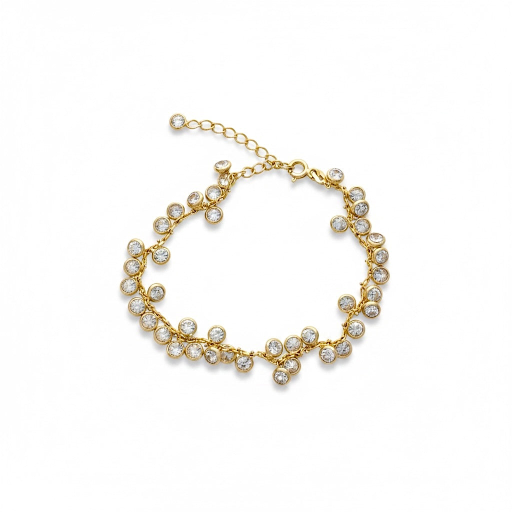 Pulseira Brilhos em Prata Dourada
