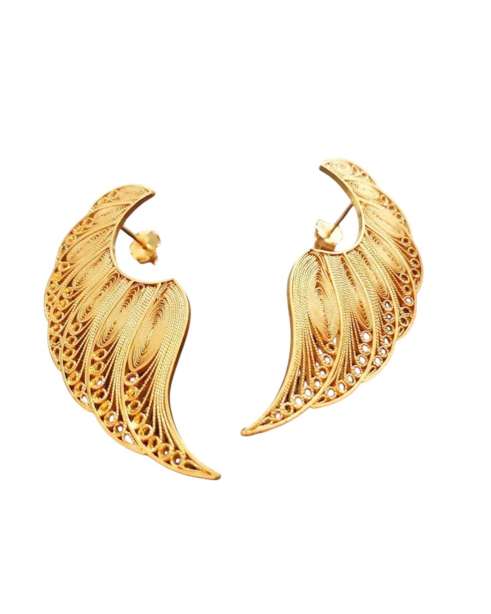 Filigree Wings Earrings in Gold Plated Silver