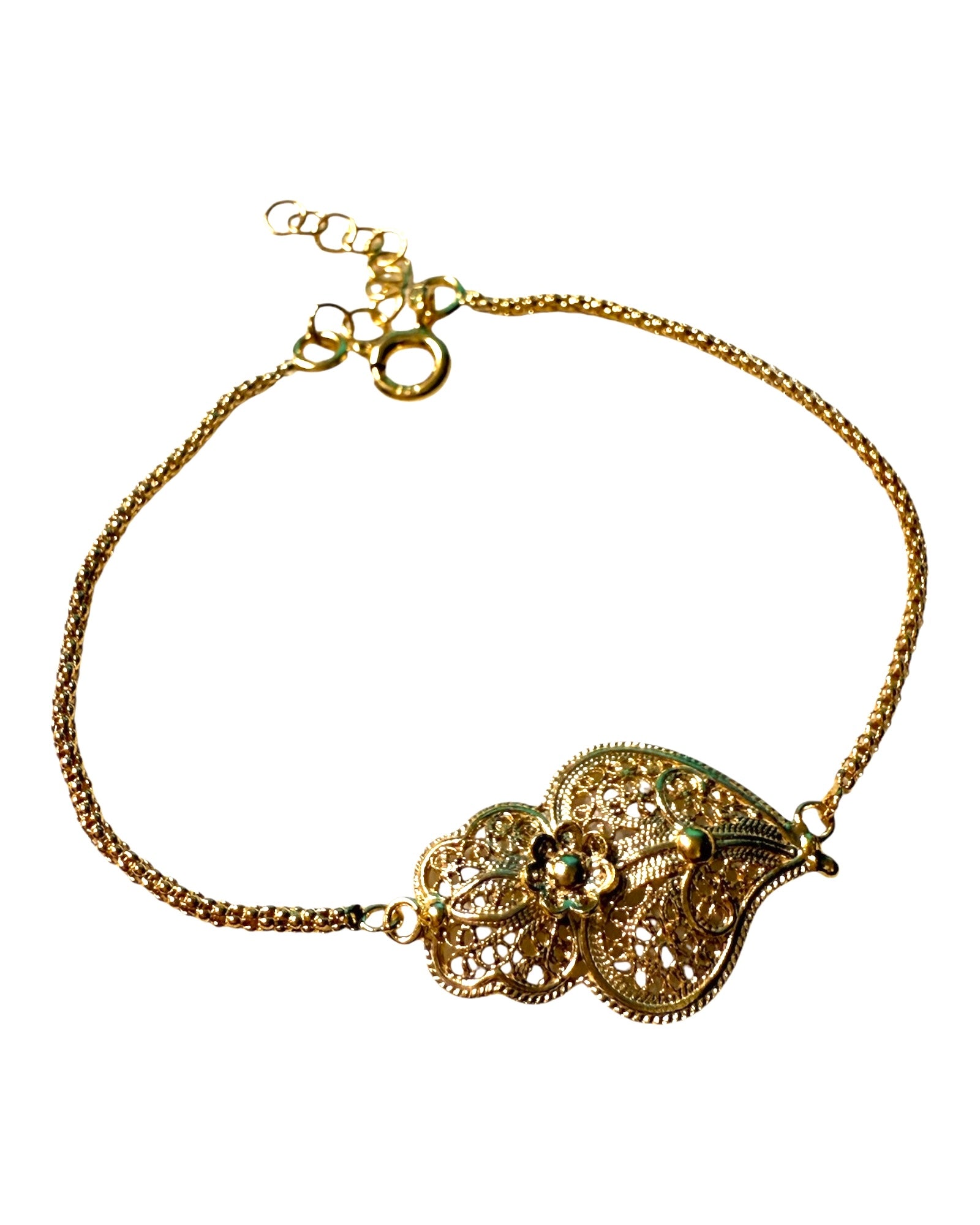 Pulseira Coração de Viana em Prata Dourada