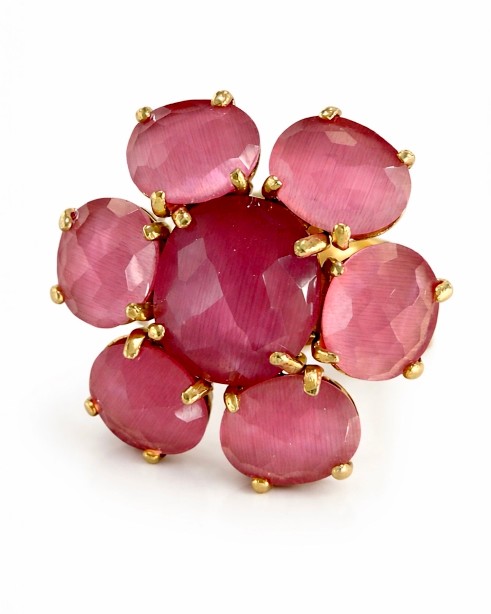 Rose Flower Ring in Rose Silver