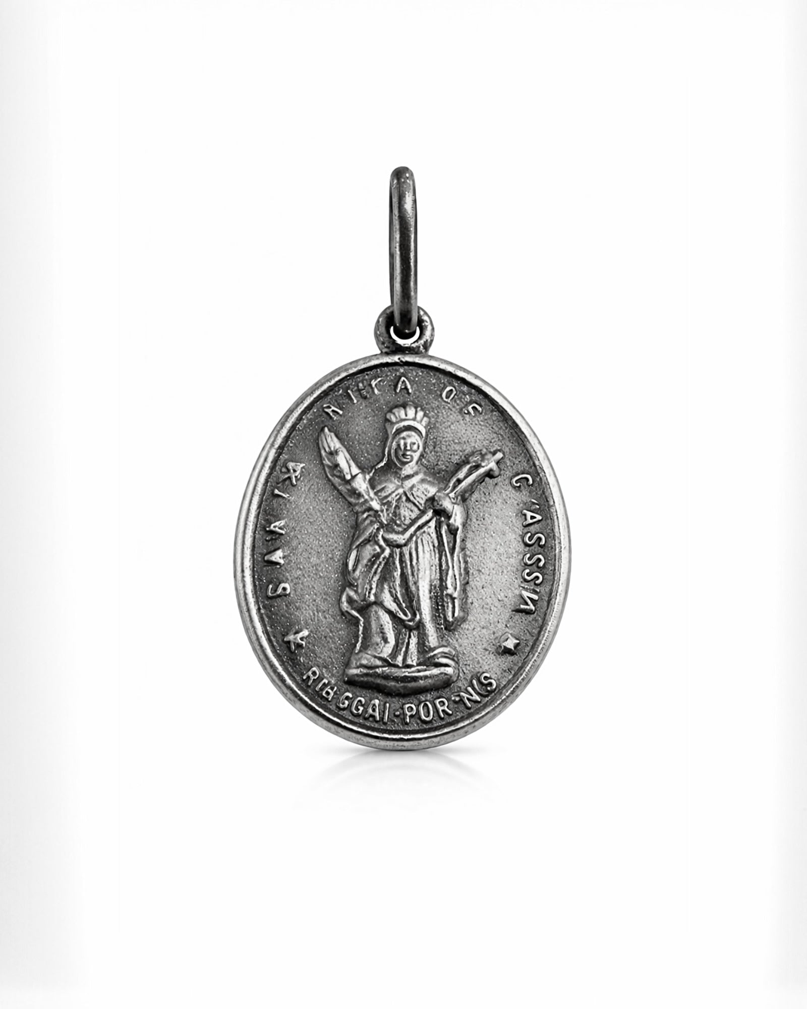 Saint Rita of Cascia Medal in White Silver