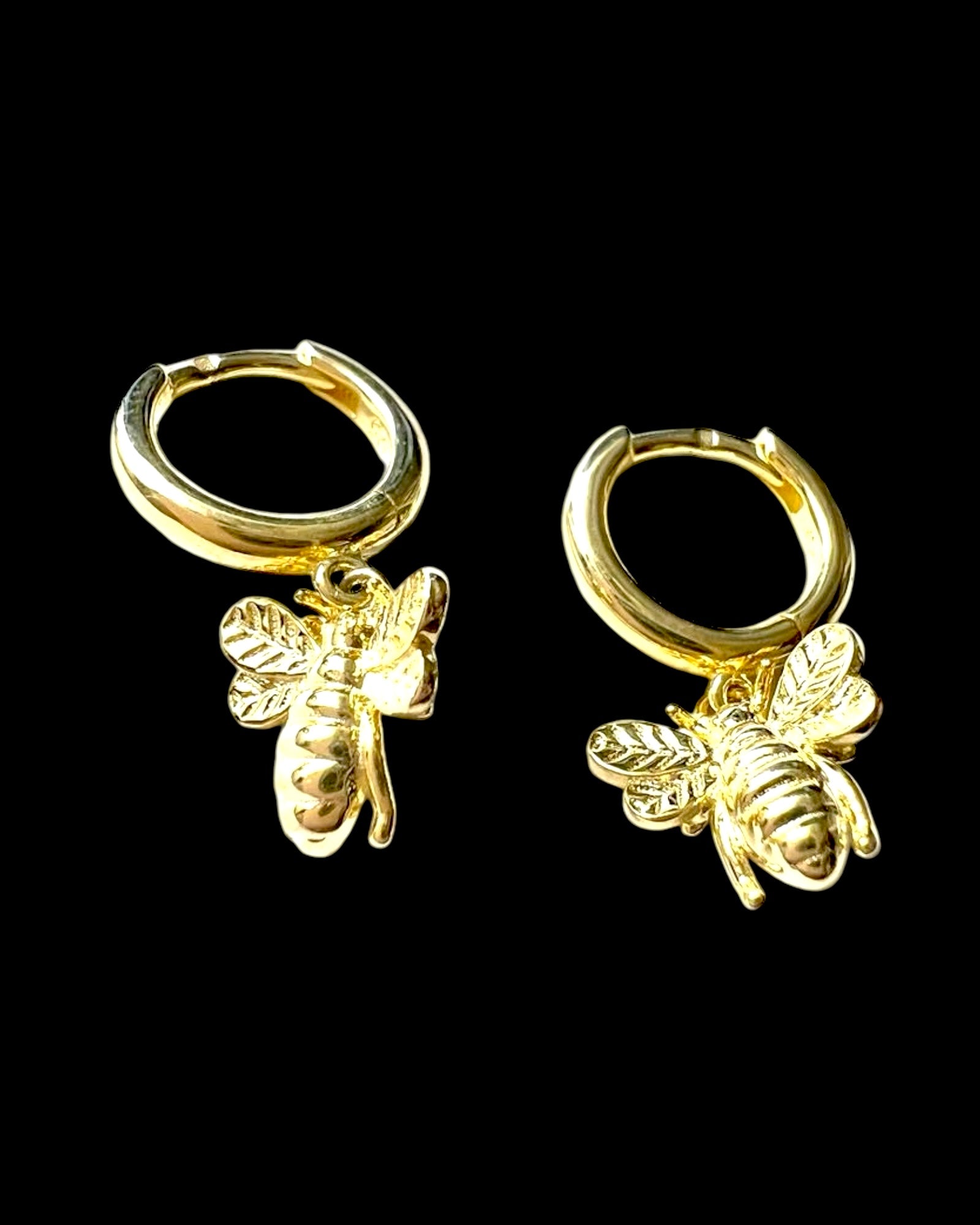 Gold Plated Silver Bee Hoops