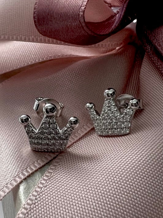Silver Crown Earrings