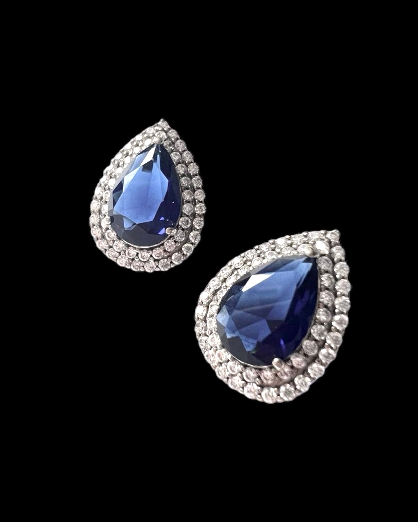 Blue Drop Earrings in Silver