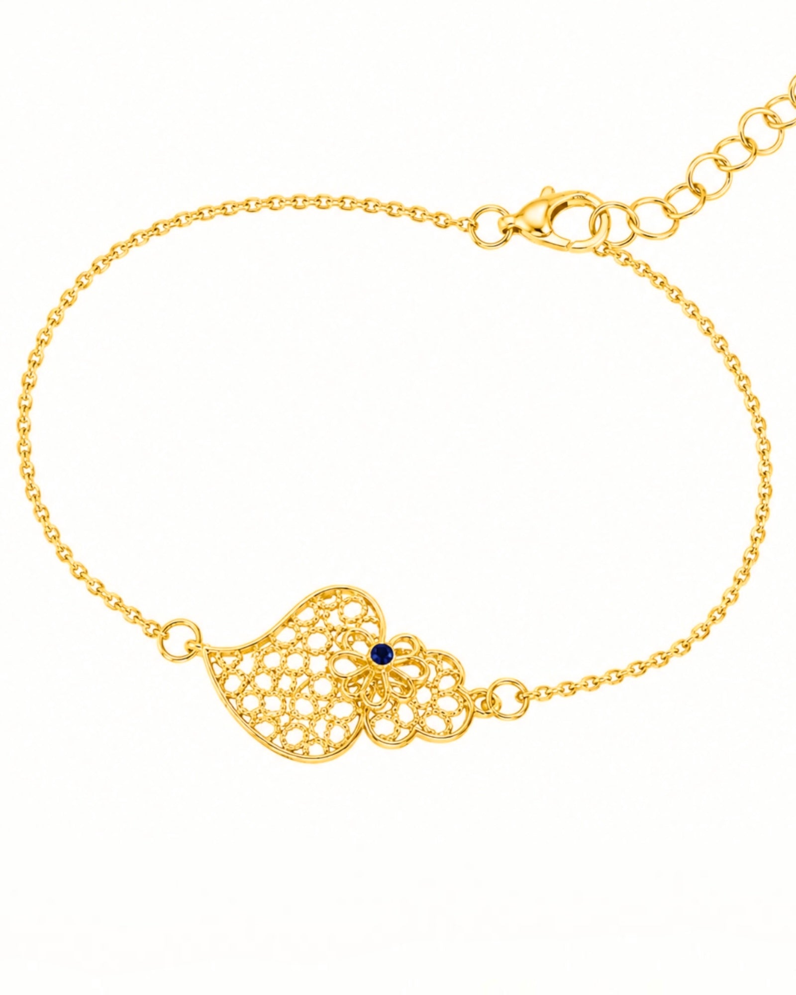 Pulseira Coração de Viana com Esmalte em Prata Dourada