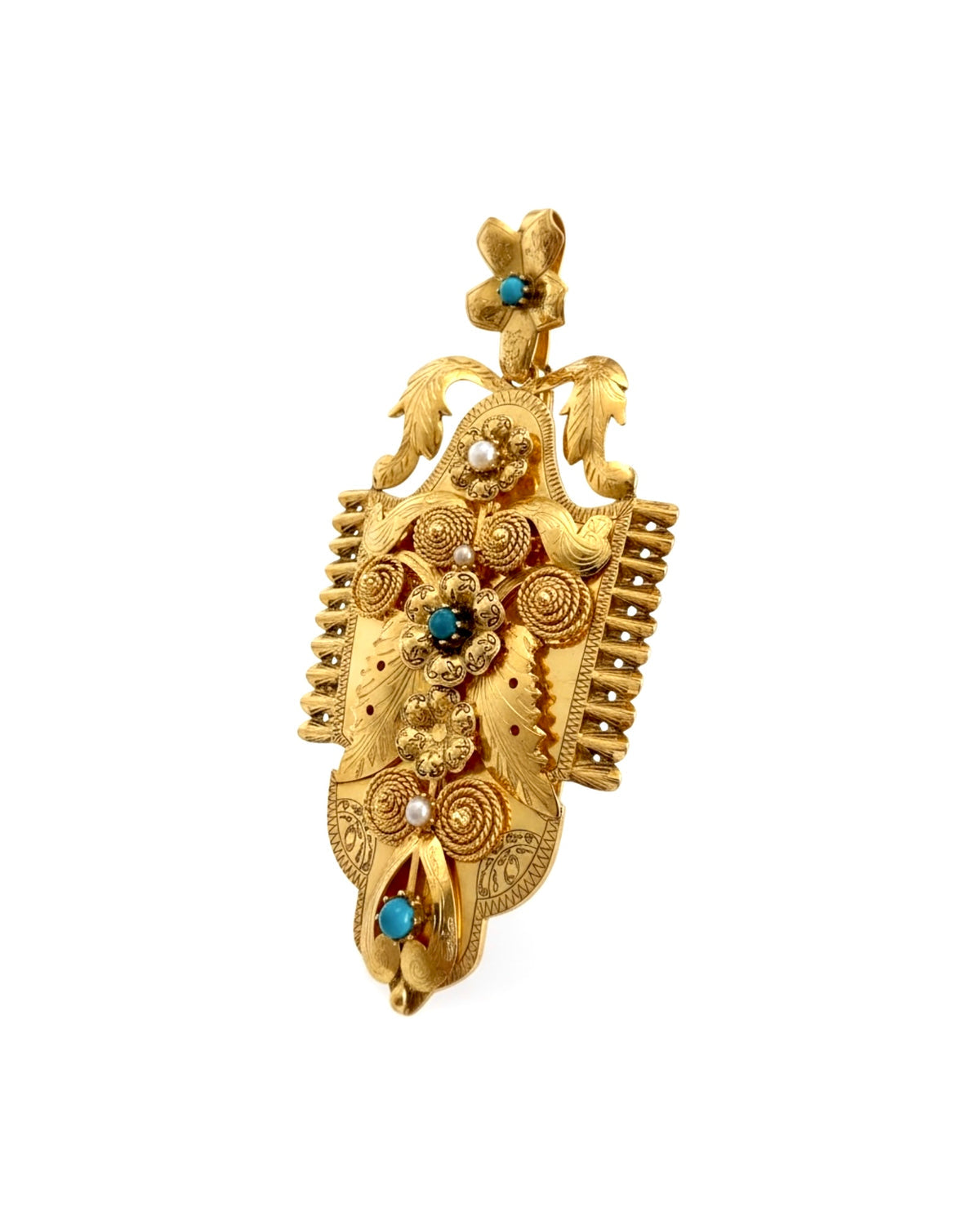 Silver-gilded Gramalheira Medal with Blue and White Stones