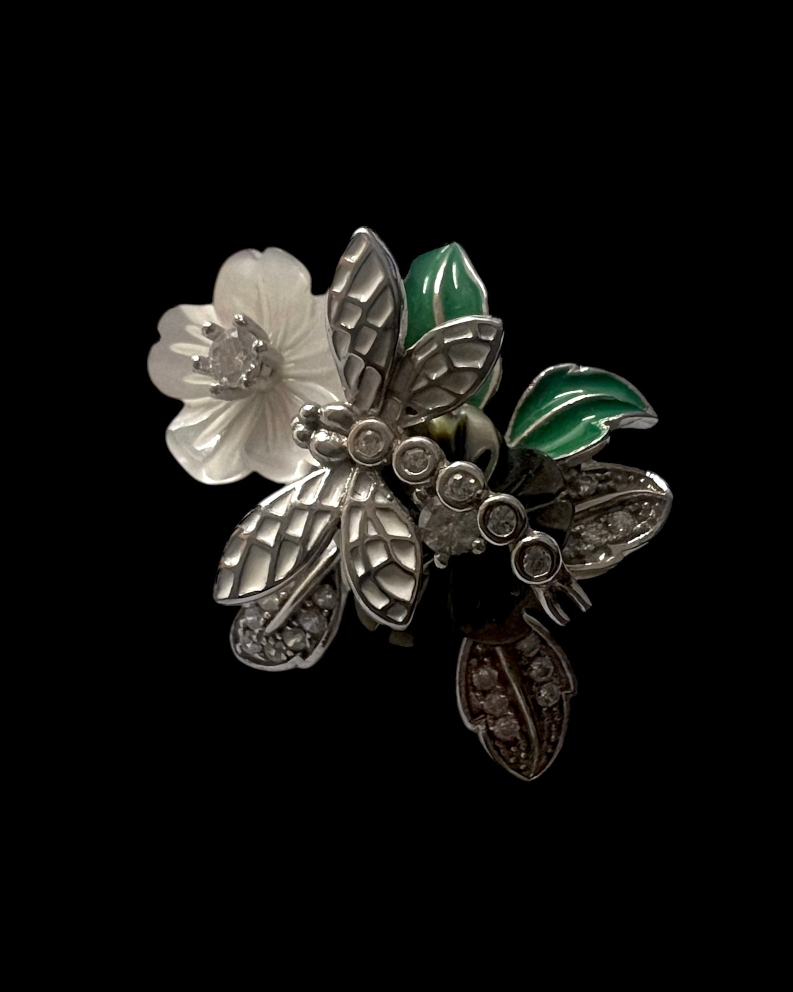 Flower and Butterfly Earrings in Silver