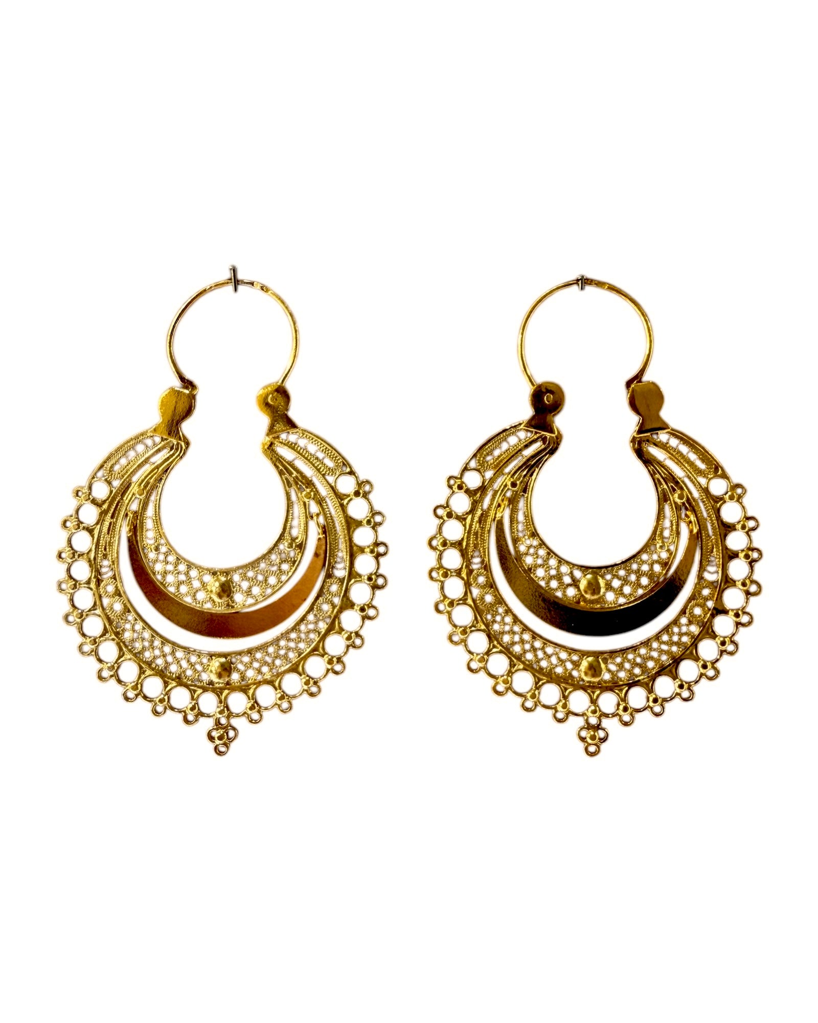 Viana Heart Earrings in Gold Plated Silver Filigree