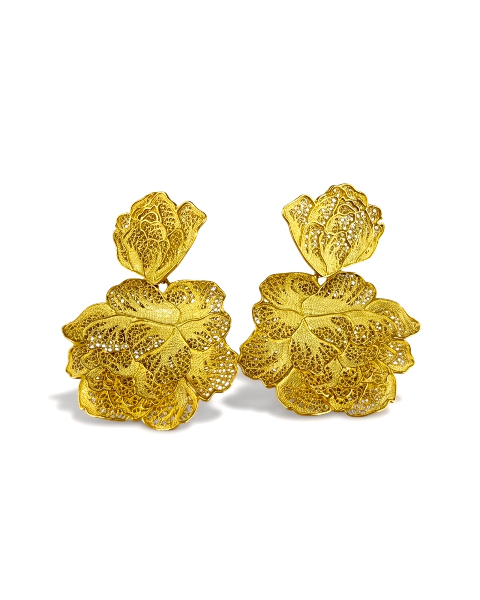 Baroque Filigree Earrings in Gilded Silver