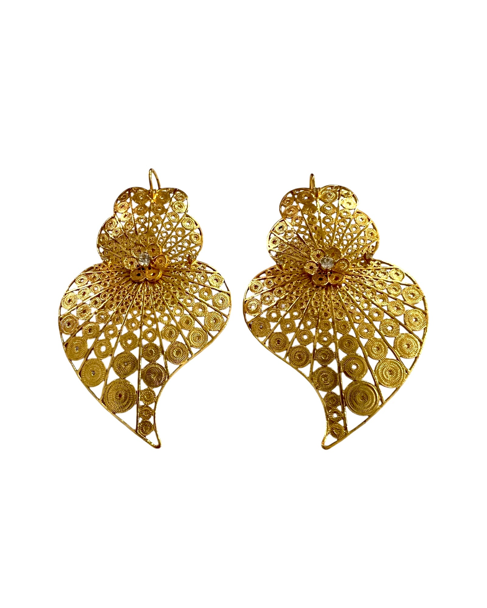 Viana Heart Earrings in Filigree in Gold Plated Silver