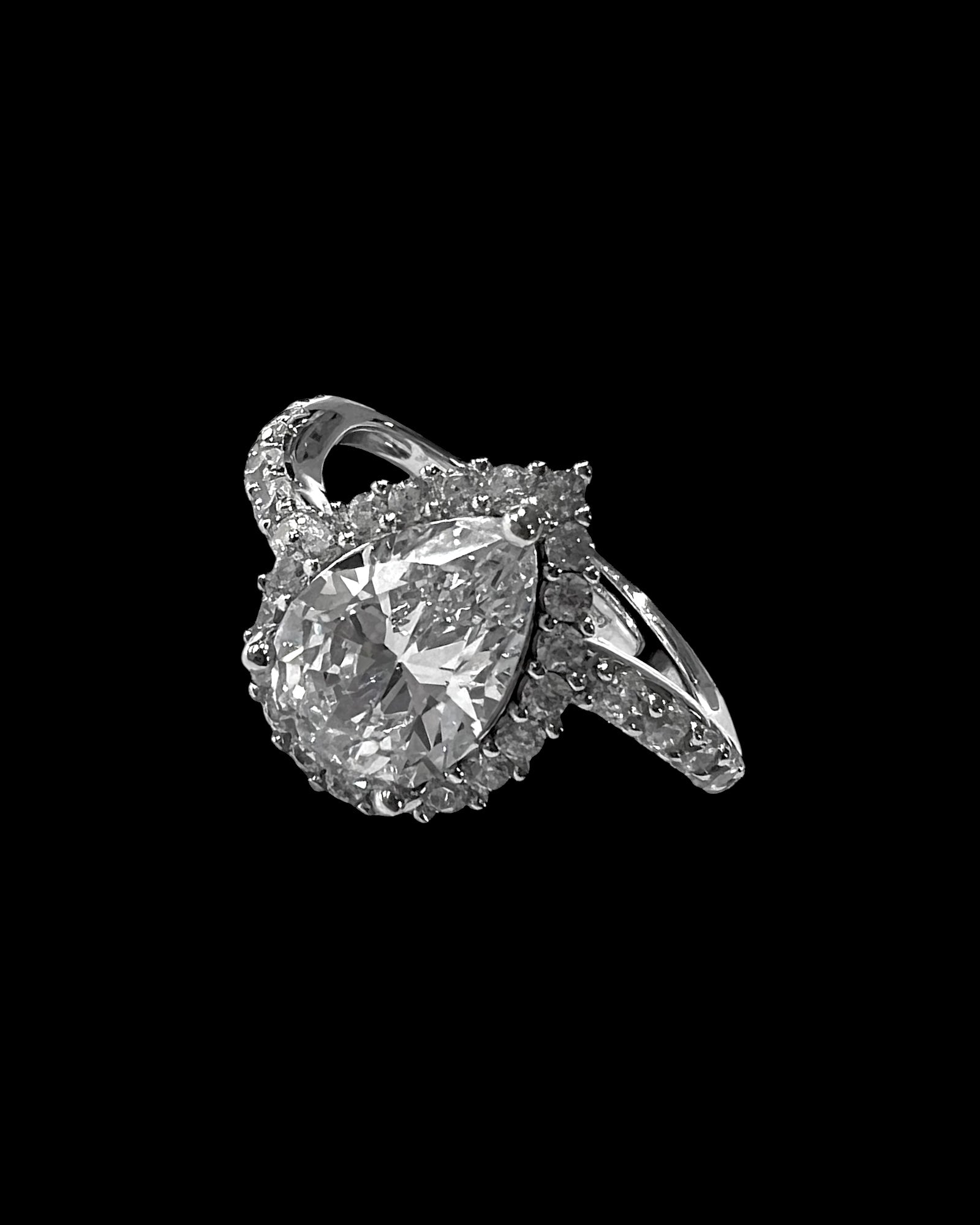 Solitaire Drop Ring in Silver