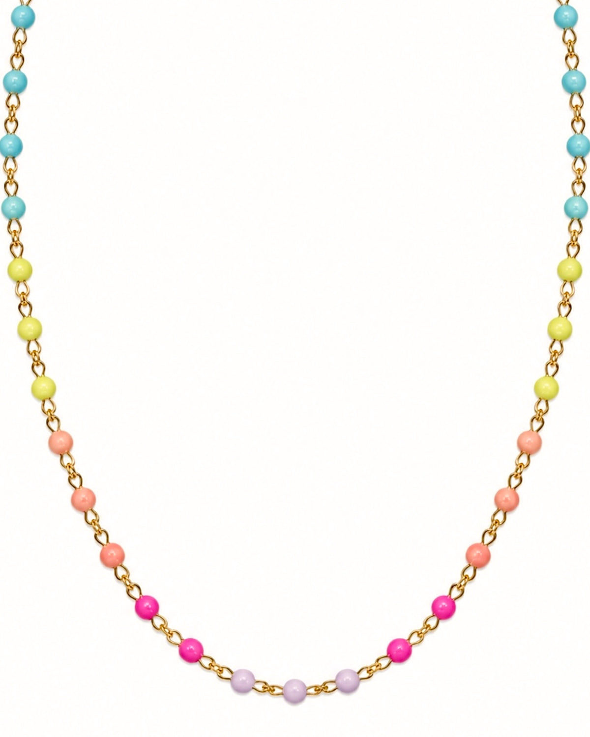 Multicolored necklace with natural stones and shells.