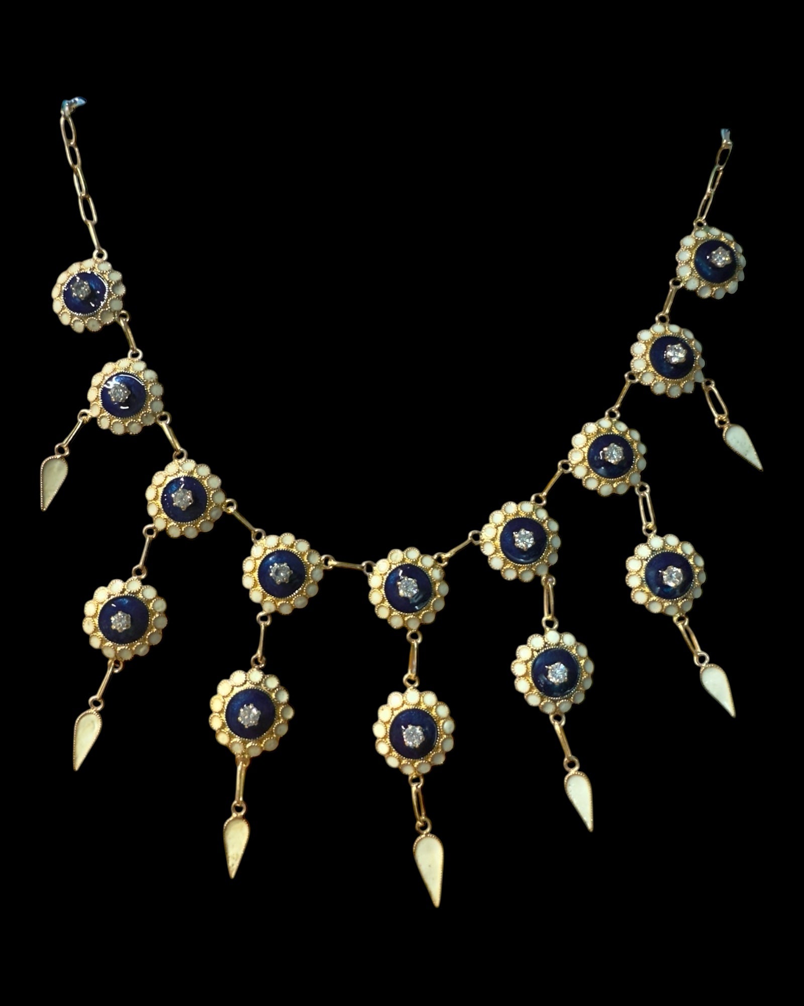 Blue Enamel Necklace in Gold Plated Silver