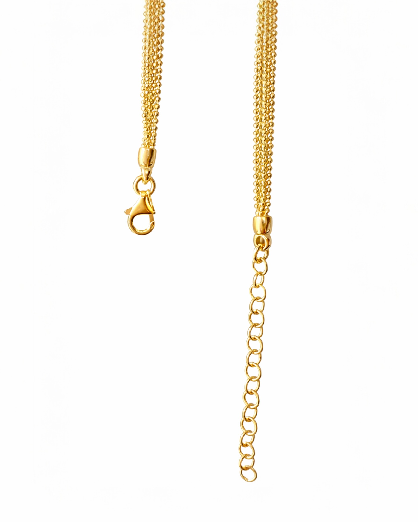 Gold-plated silver gradient necklace with sphere mesh.