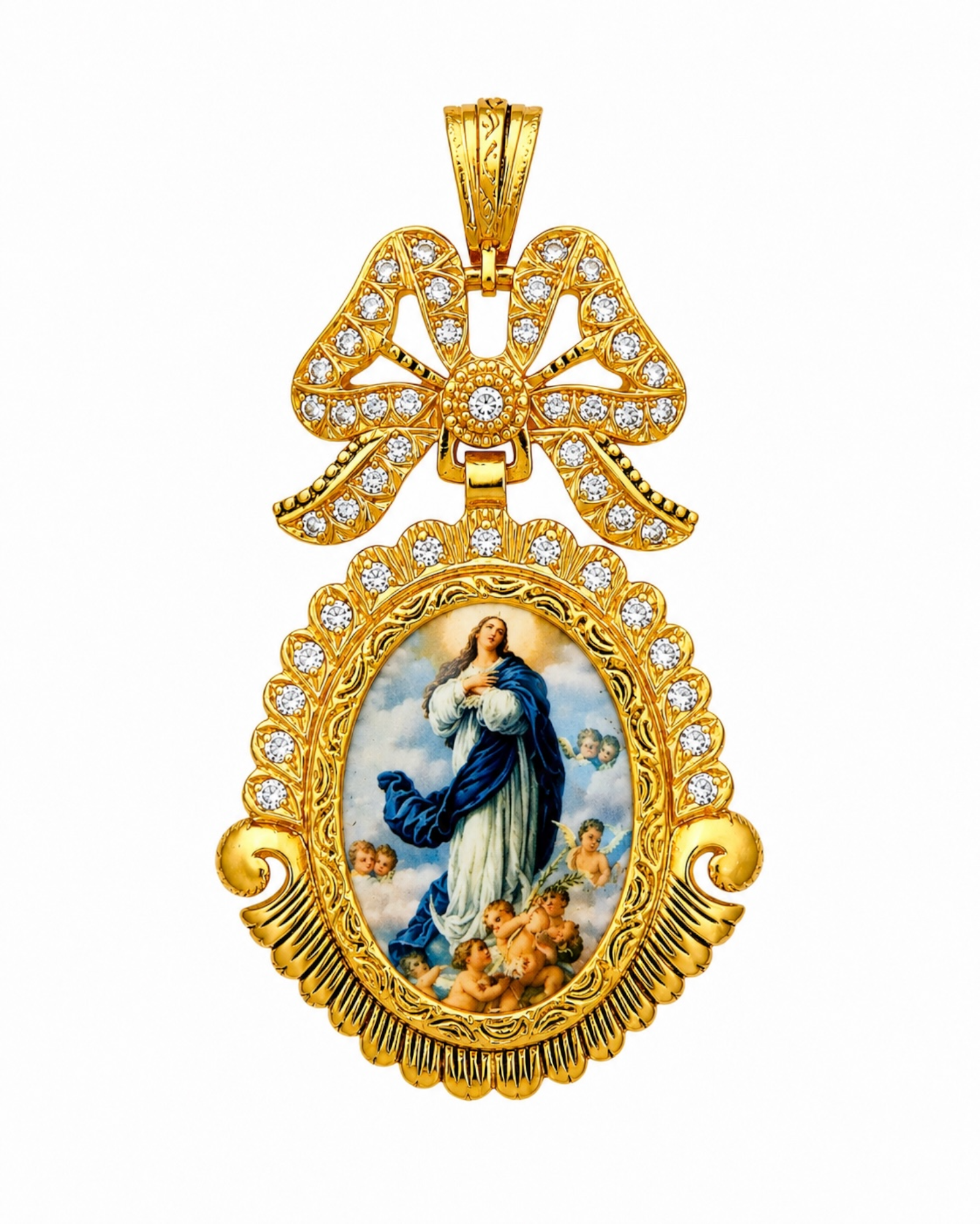Medalha/Alfinete Nossa Senhora das Conceição em Prata Dourada