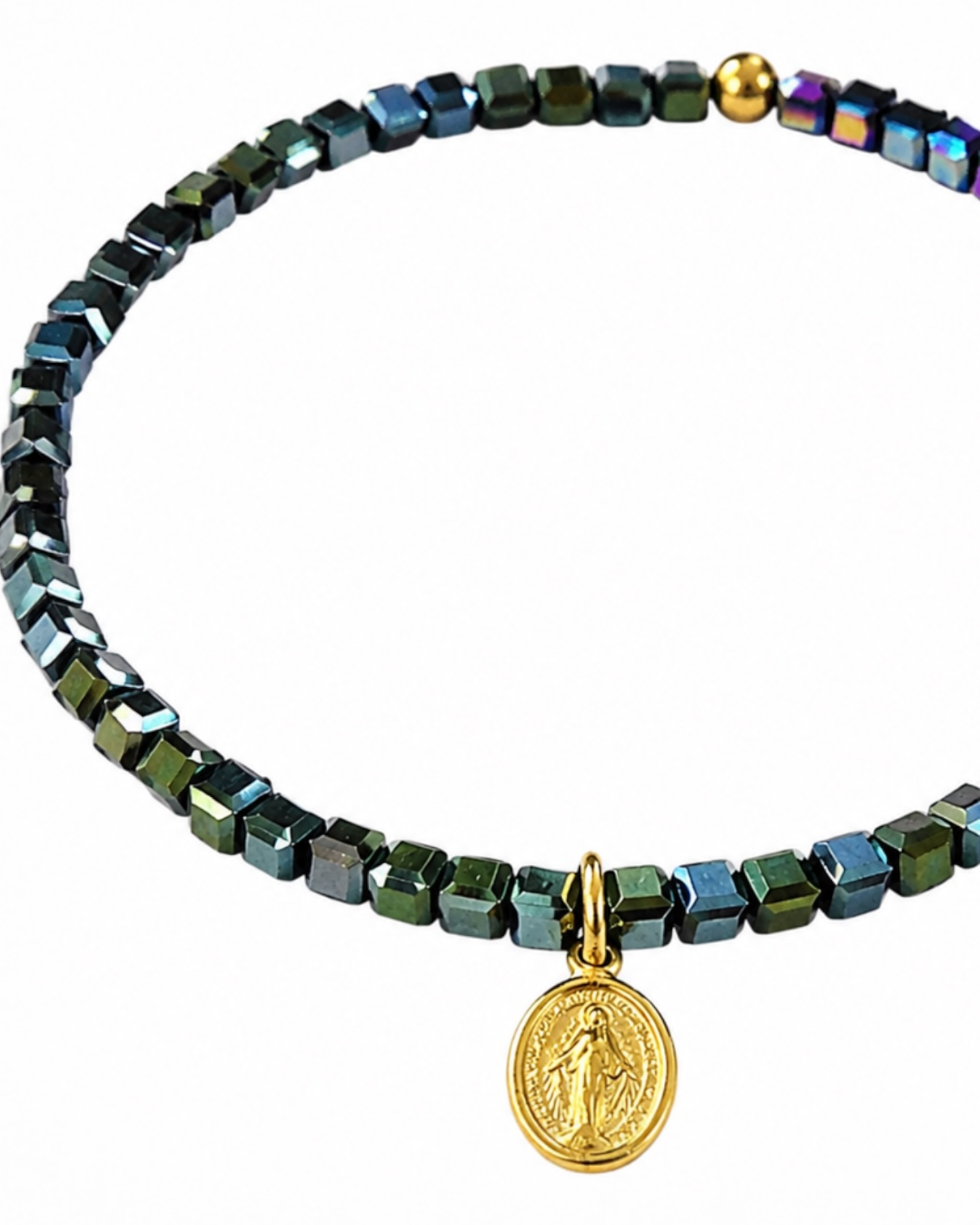Our Lady of Grace Bracelet with Stones in Gold-Plated Silver