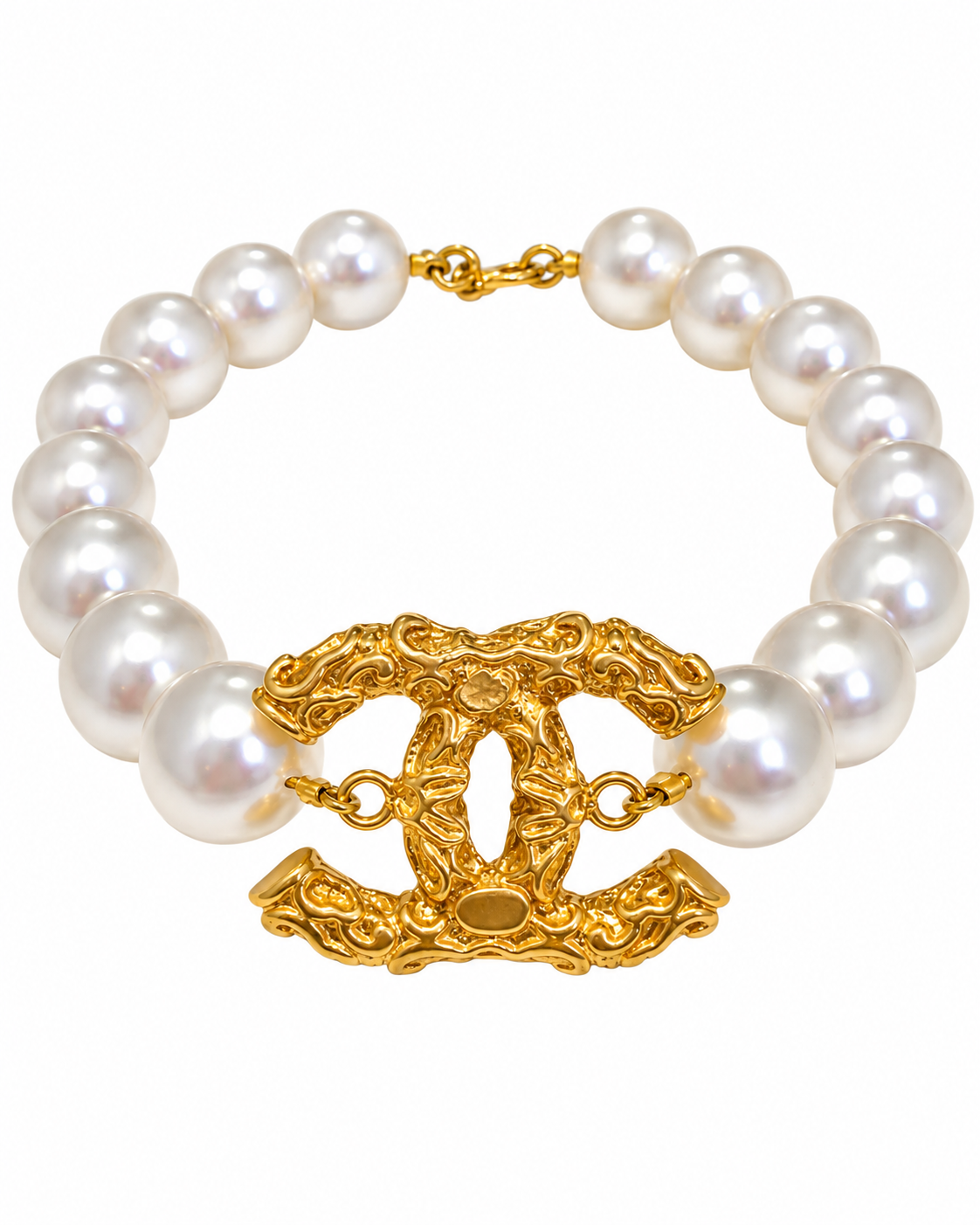 Pulseira Charme Pérolas em Prata Dourada