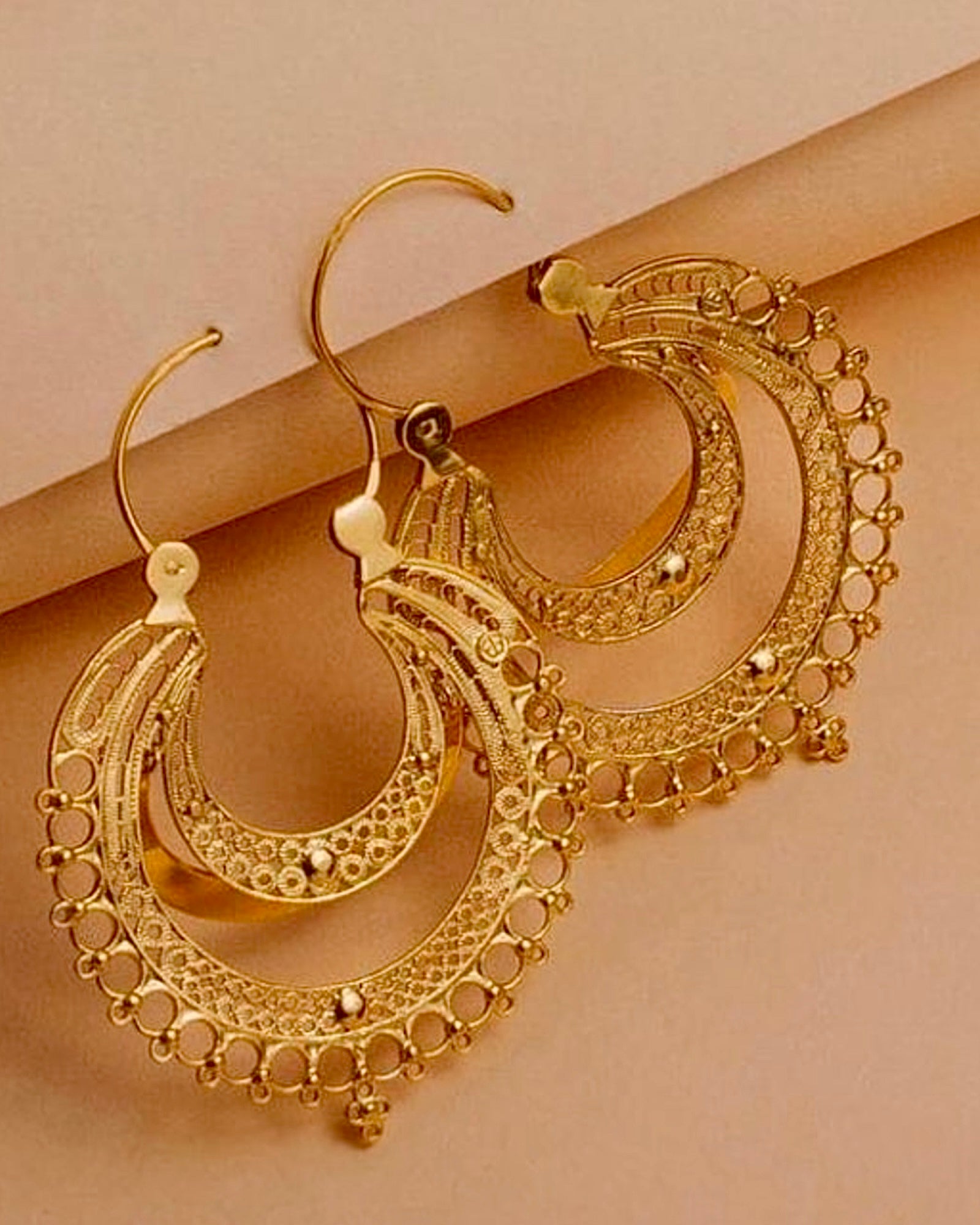 Filigree Earrings in Gold Plated Silver